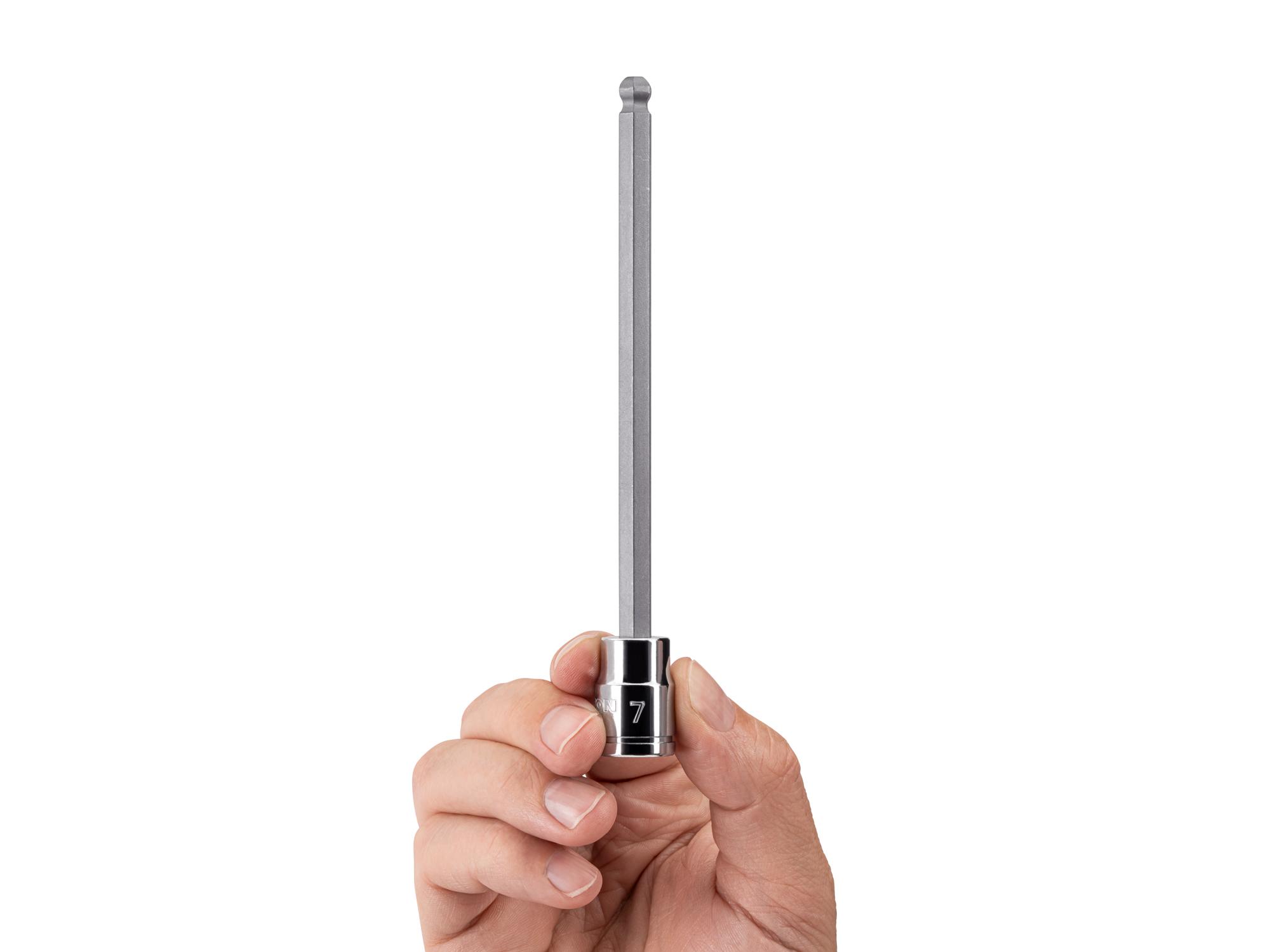 Person holding Tekton hand drive bit socket. Item #SHB13807