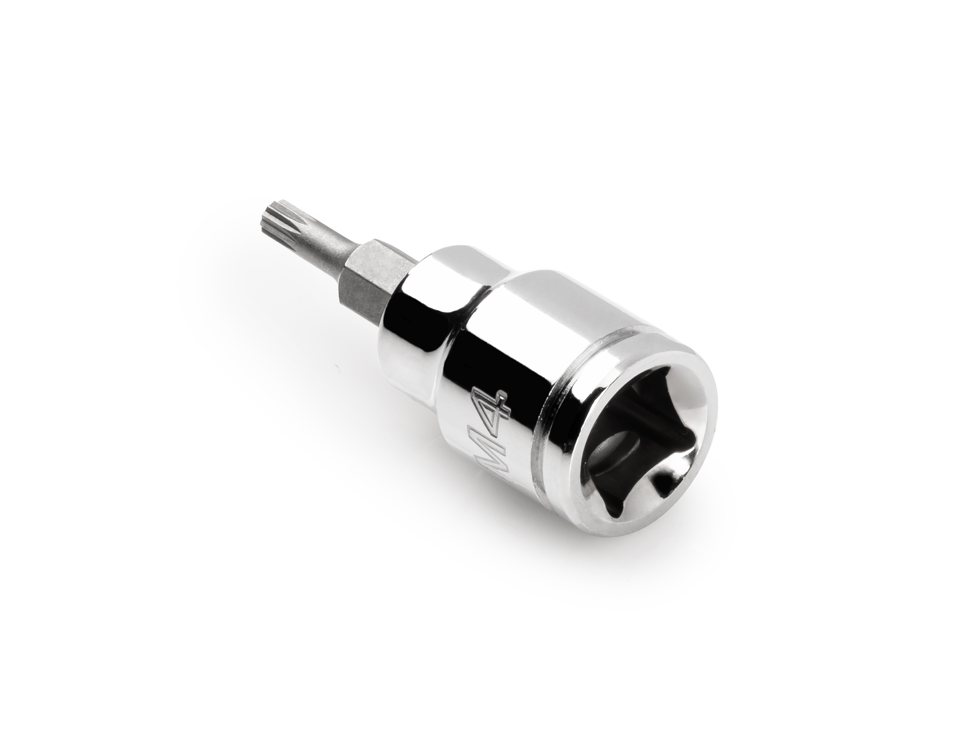 M4 triple square hand drive bit socket. Strong 2-piece bit socket combines S2 steel bit and chrome socket. S2 steel bit. SHB18204.