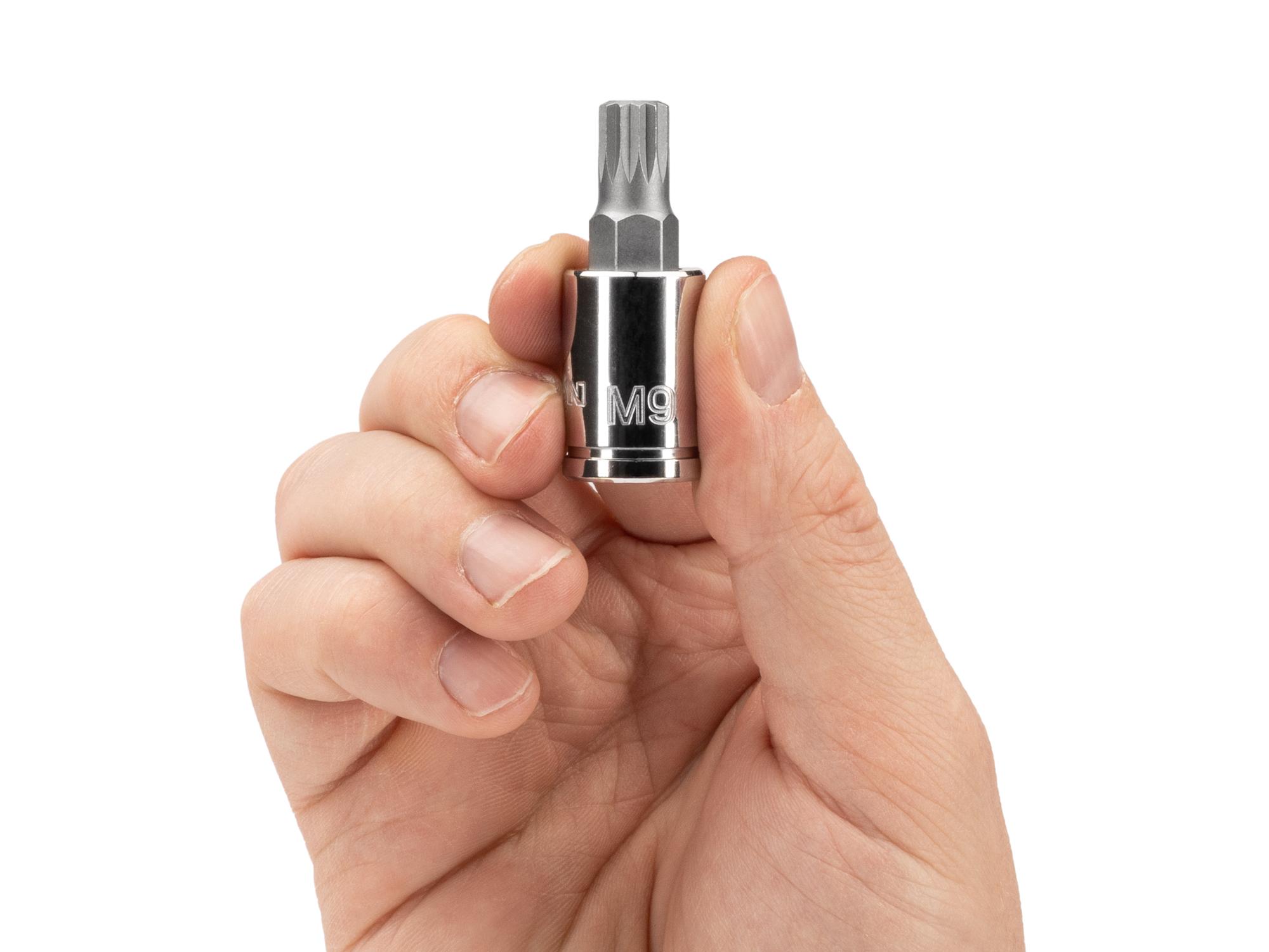 Person holding Tekton hand drive bit socket. Item #SHB18209