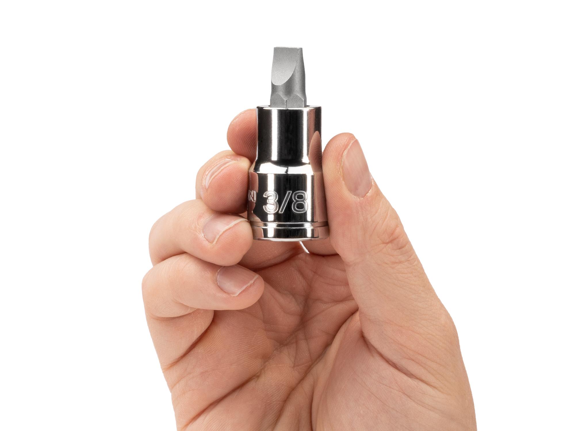 Person holding Tekton hand drive bit socket. Item #SHB20204