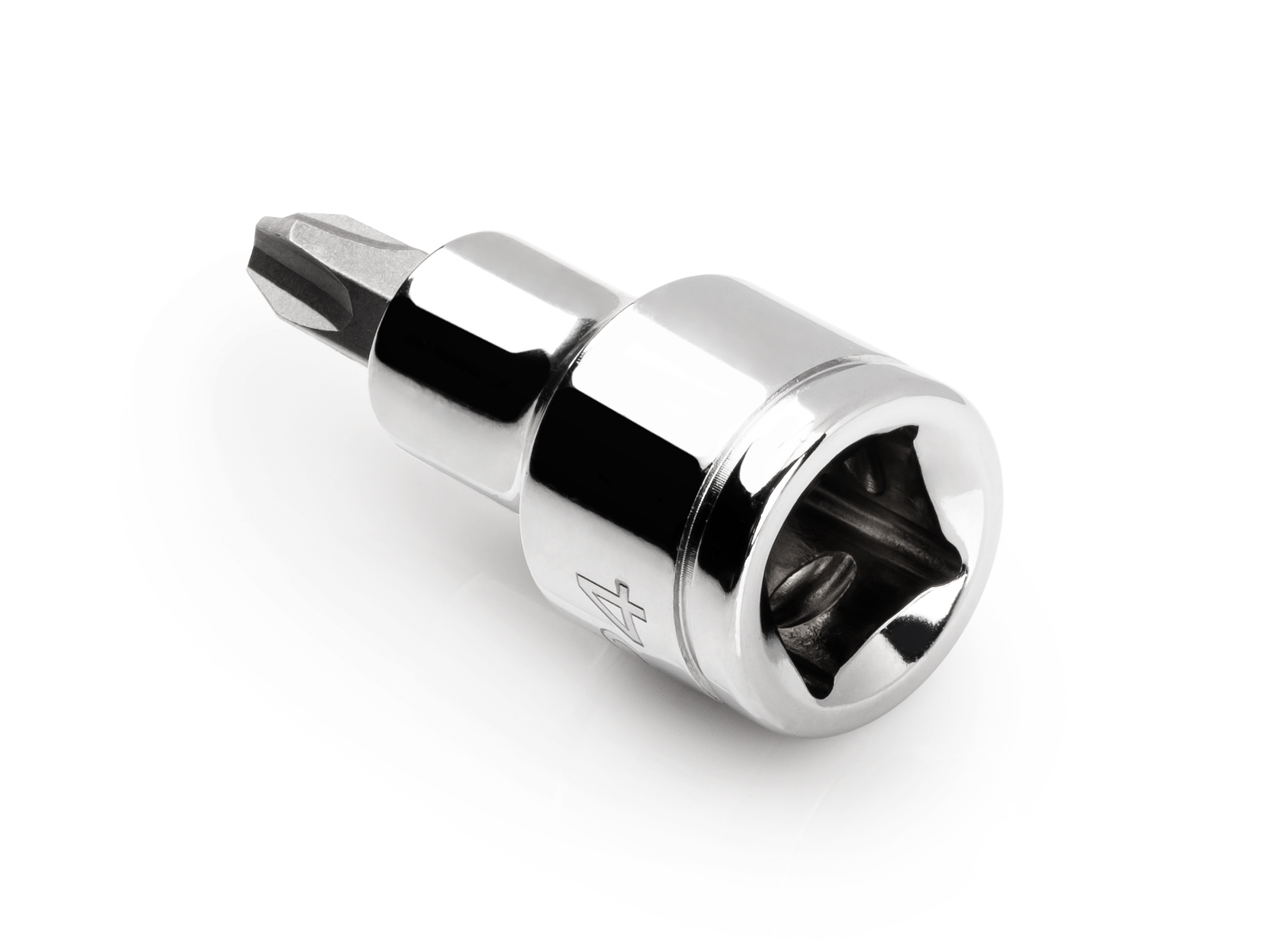 #4 Phillips hand drive bit socket. Strong 2-piece bit socket combines S2 steel bit and chrome socket. S2 heat-treated steel bit. SHB21204.