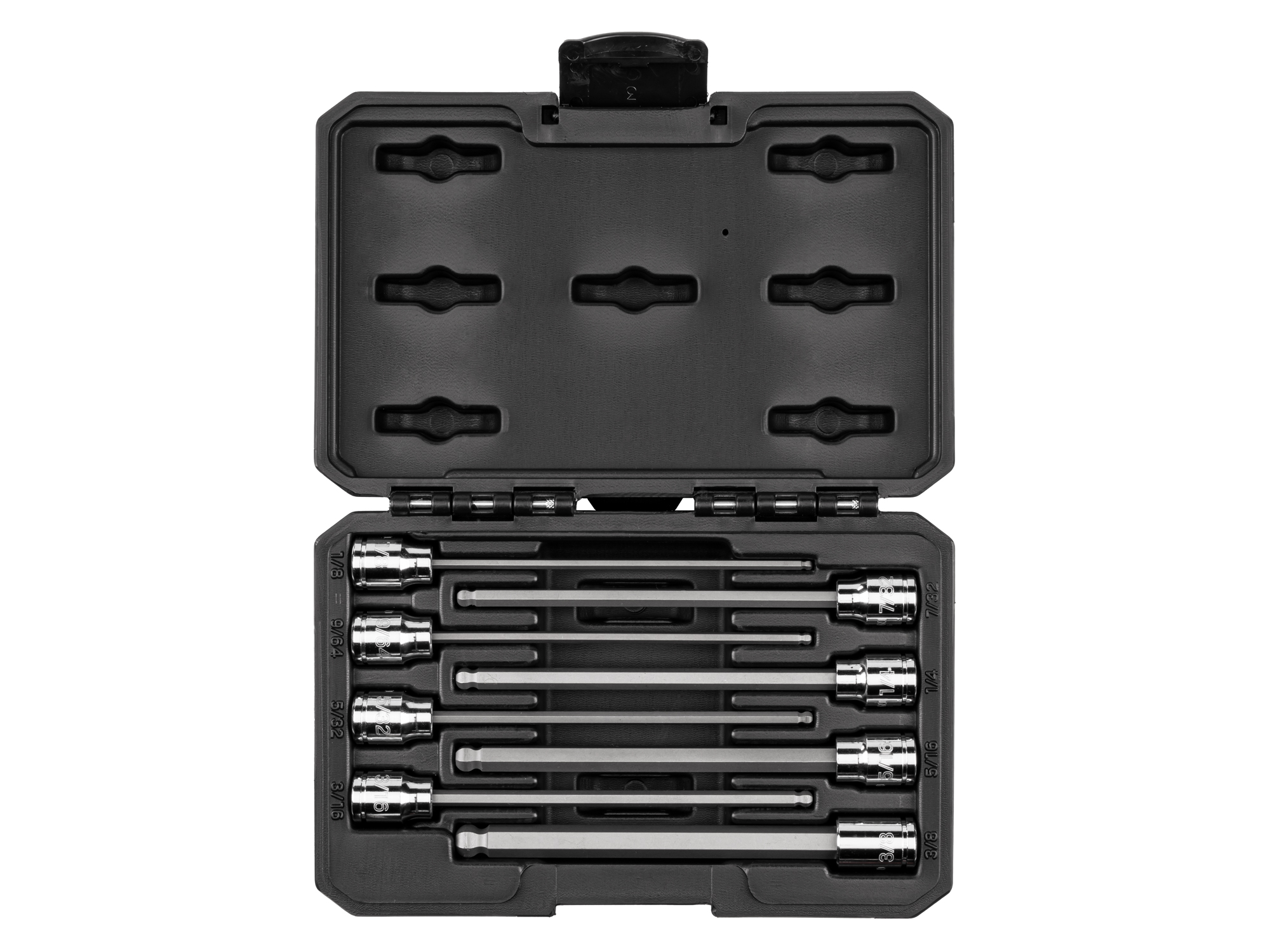 TEKTON 3/8 Inch Drive Long Ball End Hex Bit Socket Set with Case, 8-Piece (1/8-3/8 in.)
