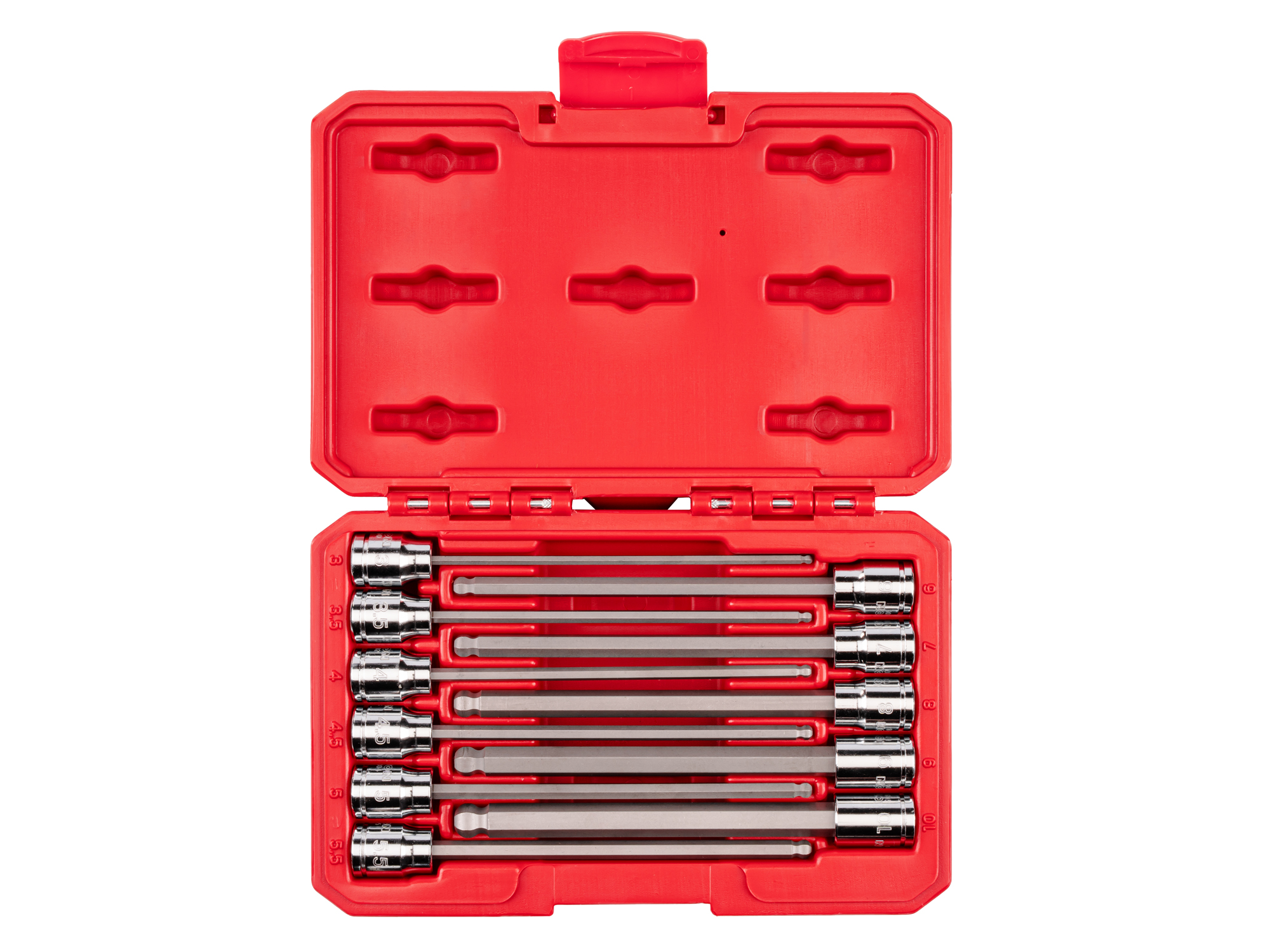 TEKTON 3/8 Inch Drive Long Ball End Hex Bit Socket Set with Case, 11-Piece (3-10 mm)