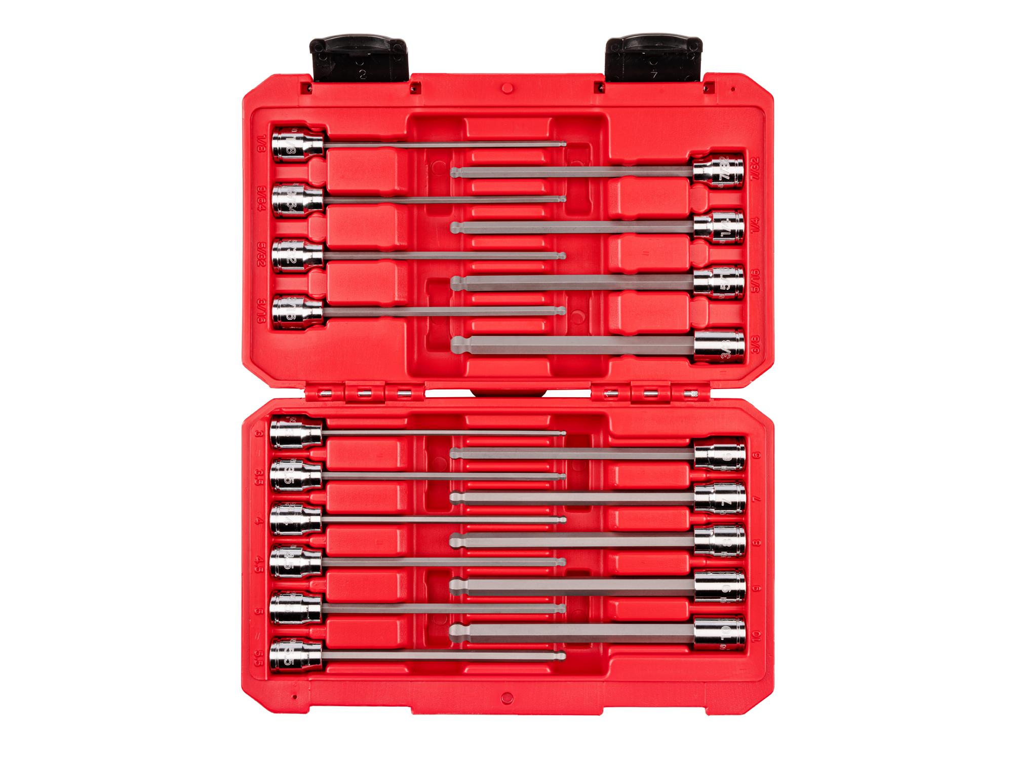 Front view of Tekton case hand drive bit socket set. Item #SHB91321