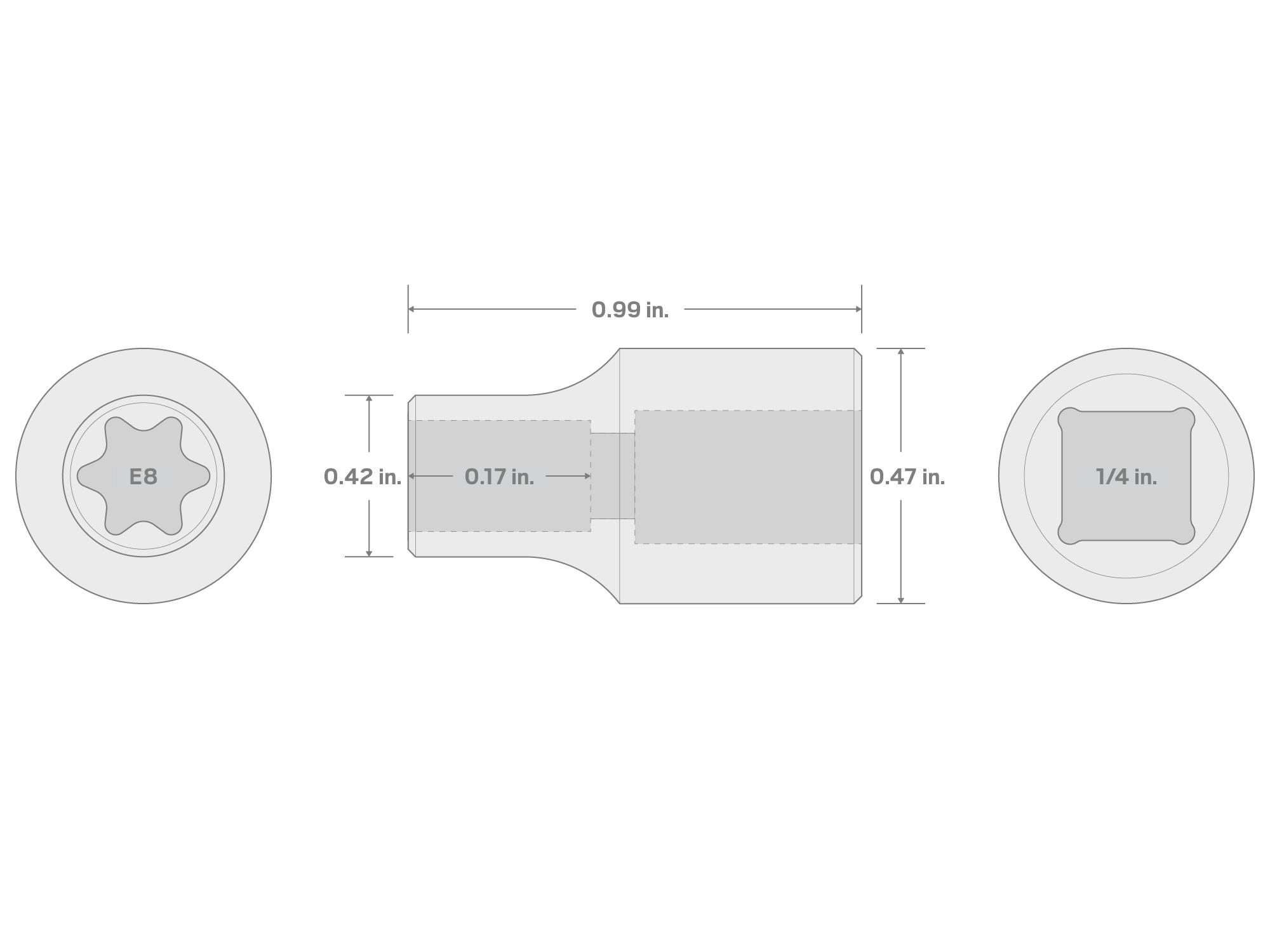 TEKTON 1/4 Inch Drive x E8 Shallow External Star Socket