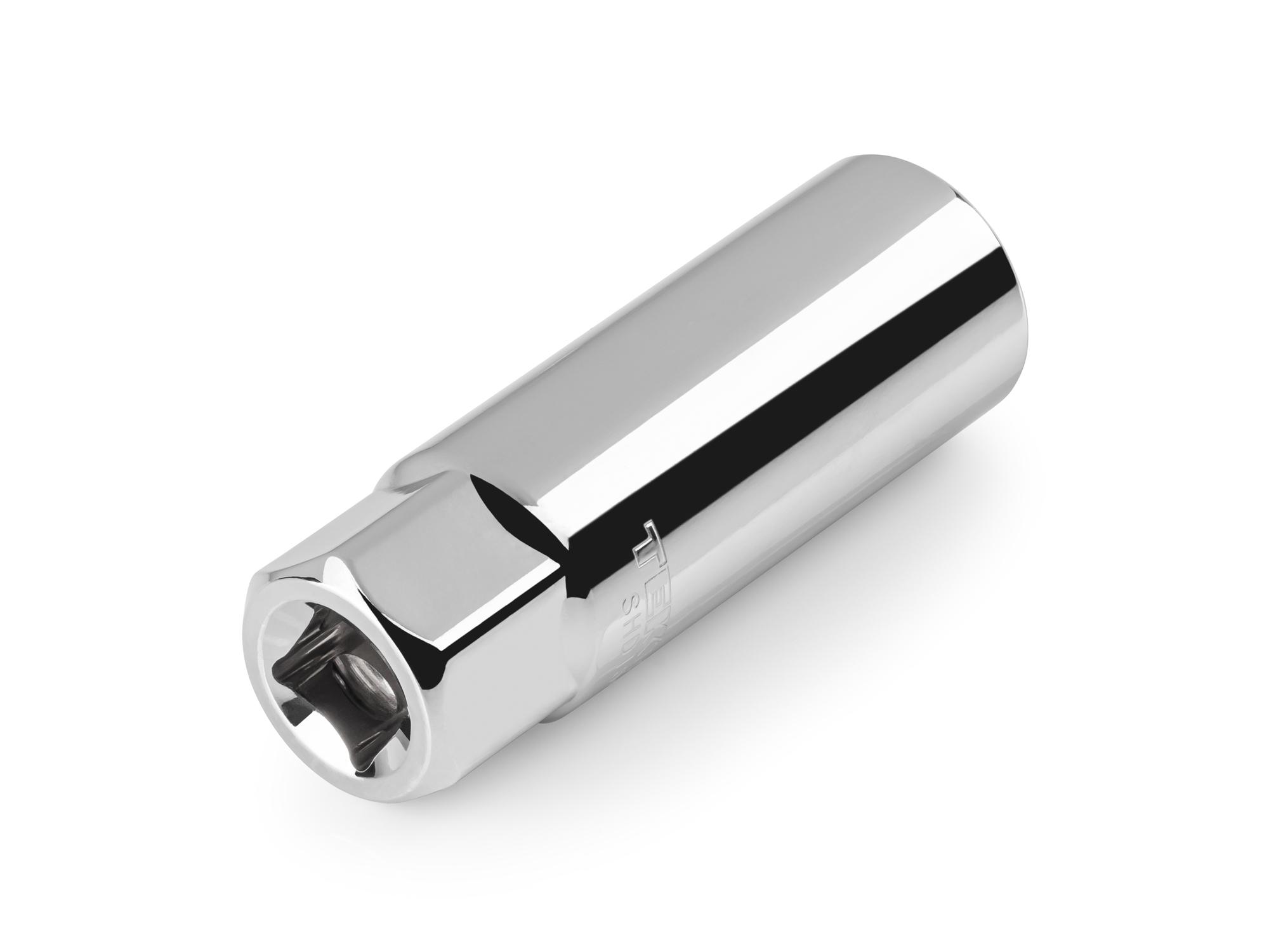 Back angle view of Tekton hand drive spark plug socket. Item #SHD15016