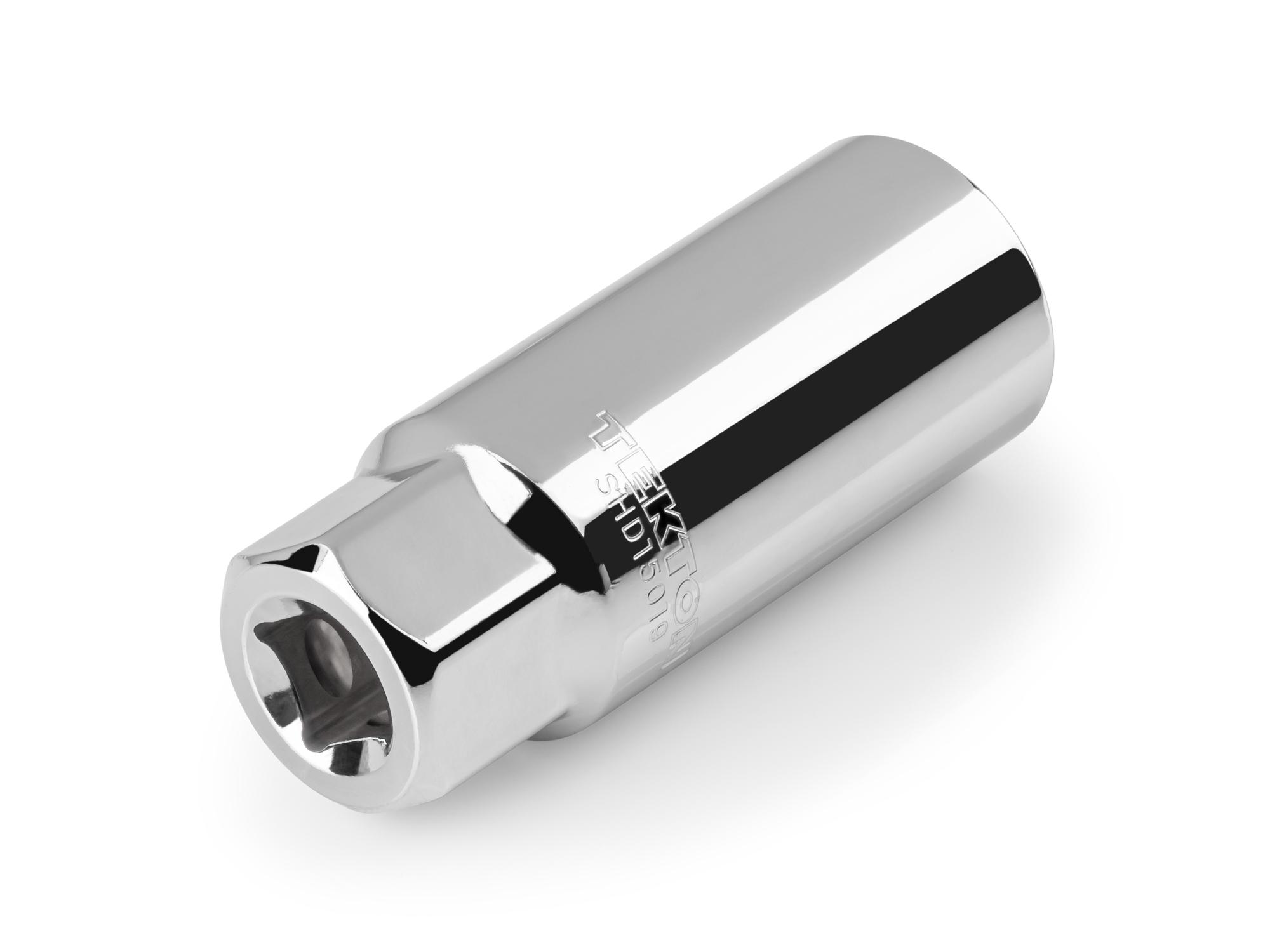 Back angle view of Tekton hand drive spark plug socket. Item #SHD15019