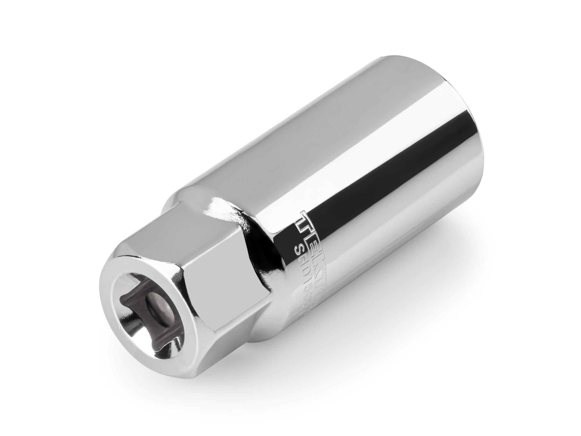 Back angle view of Tekton hand drive spark plug socket. Item #SHD15021
