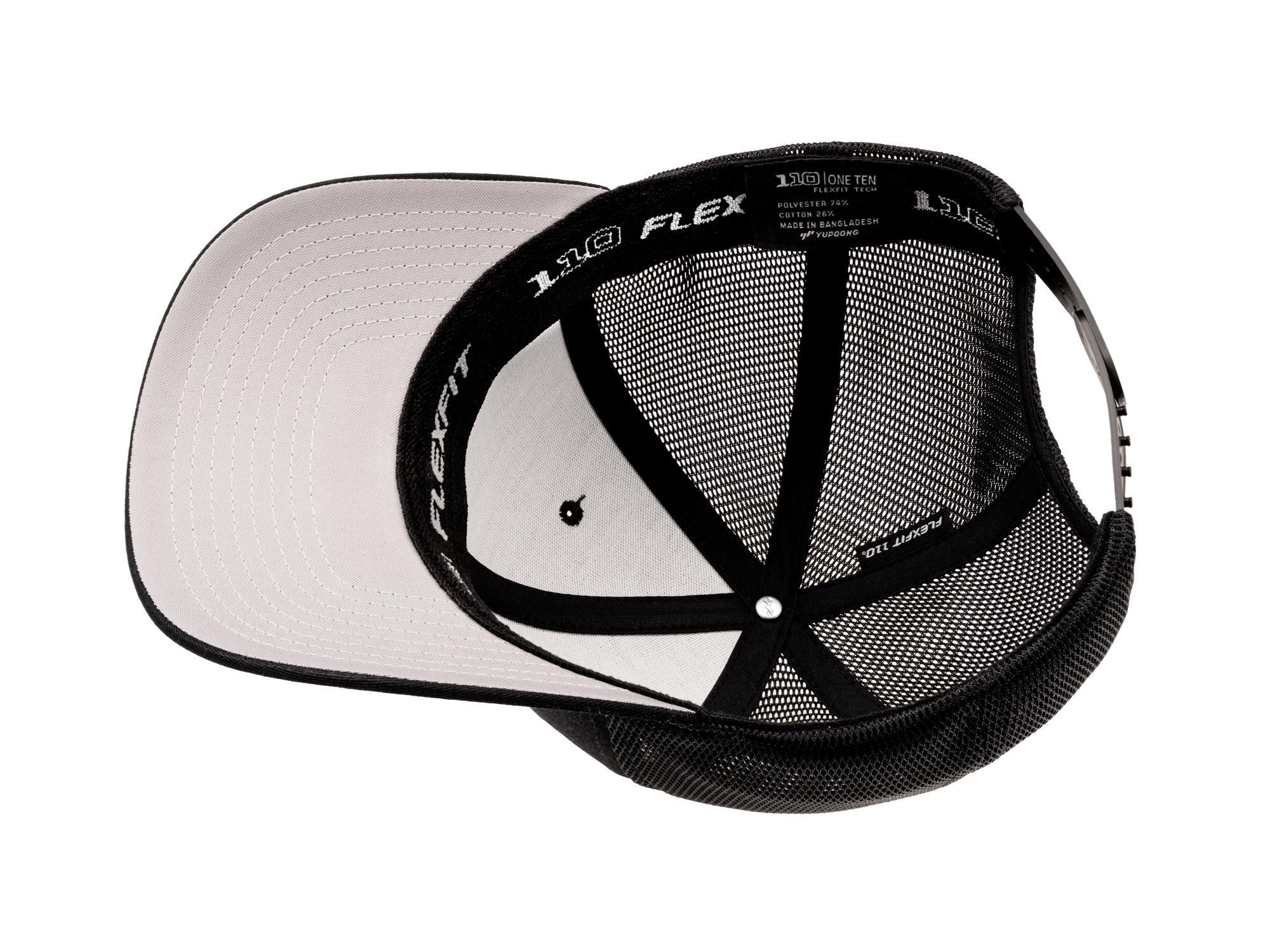 Back angle view of black-white-logo Tekton hat. Item #APG31005