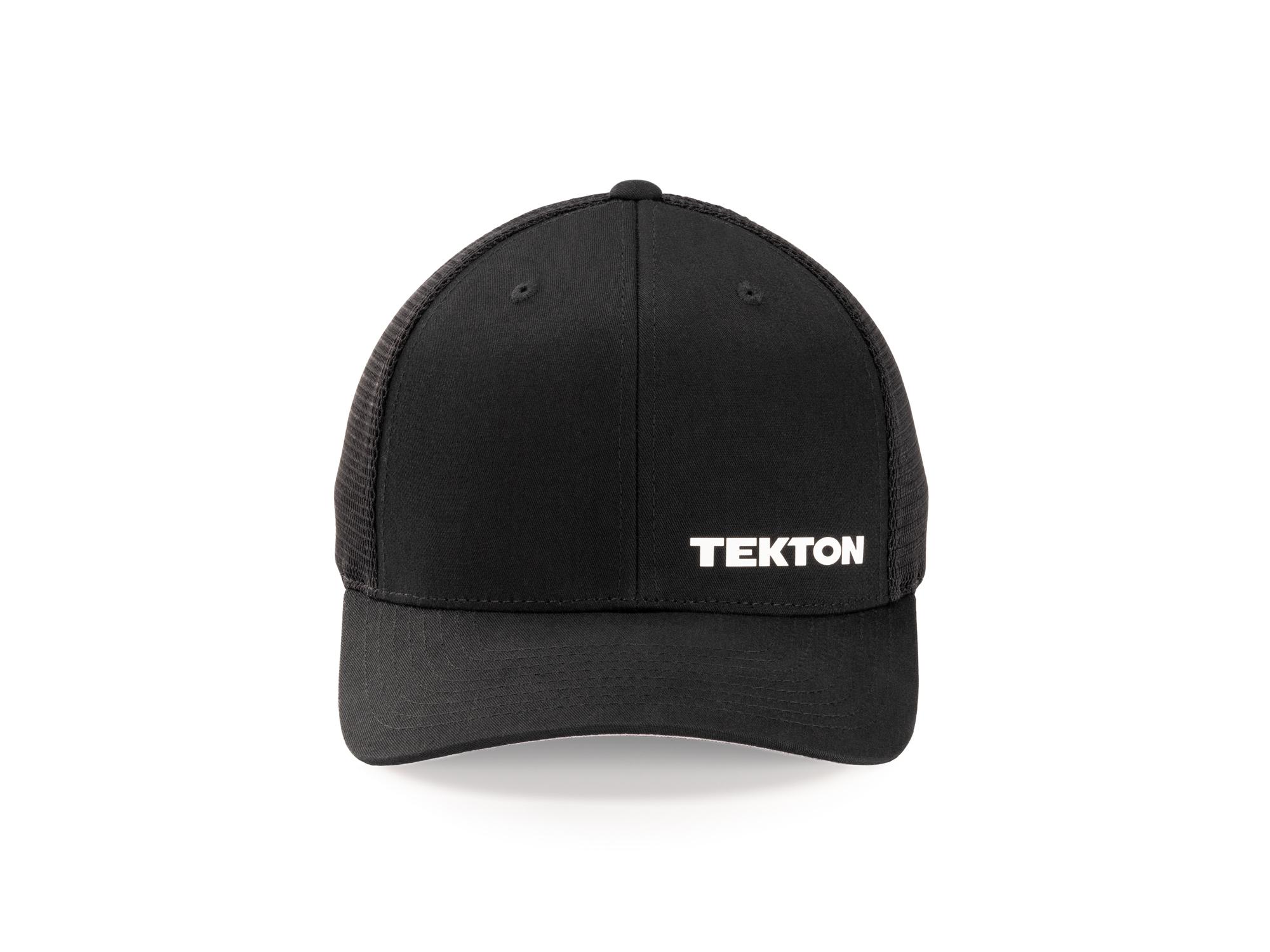Front view of black-white-logo Tekton hat. Item #APG31005