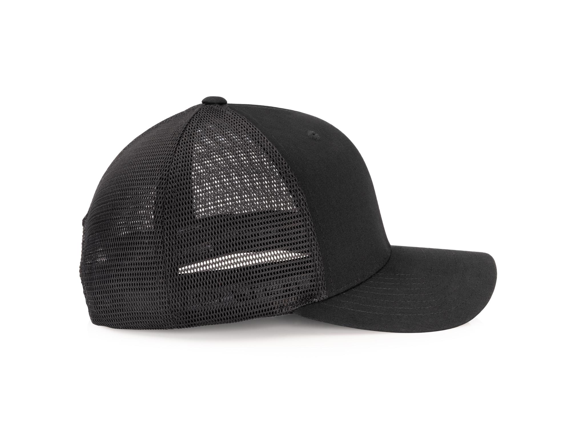 Second side view of black-white-logo Tekton hat. Item #APG31005