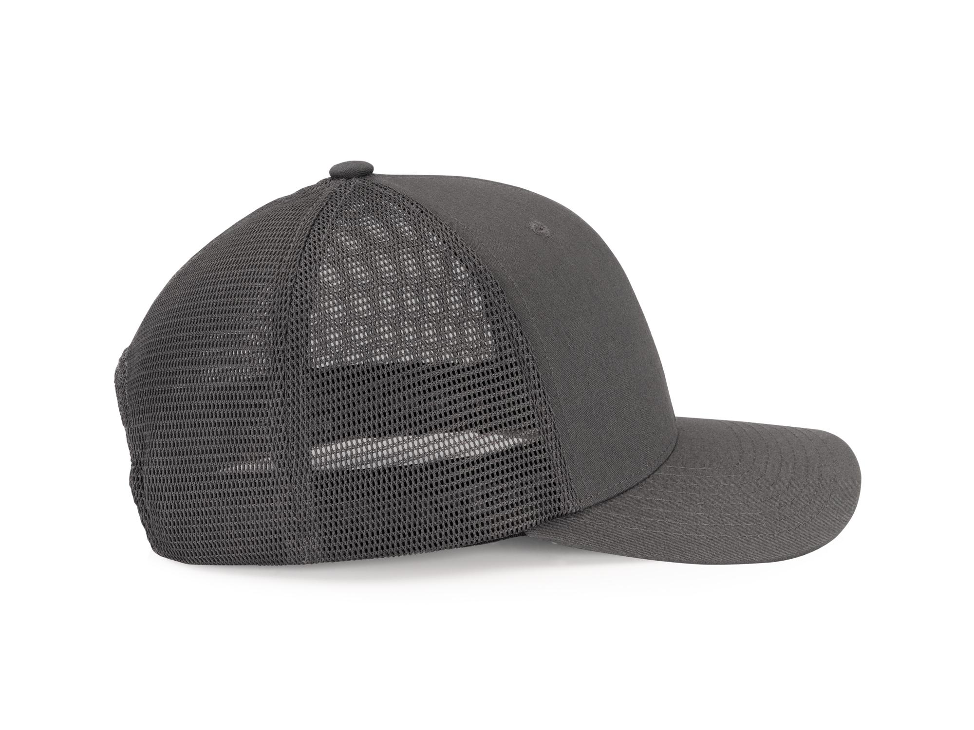 Second side view of dark-gray-black-logo Tekton hat. Item #APG31006