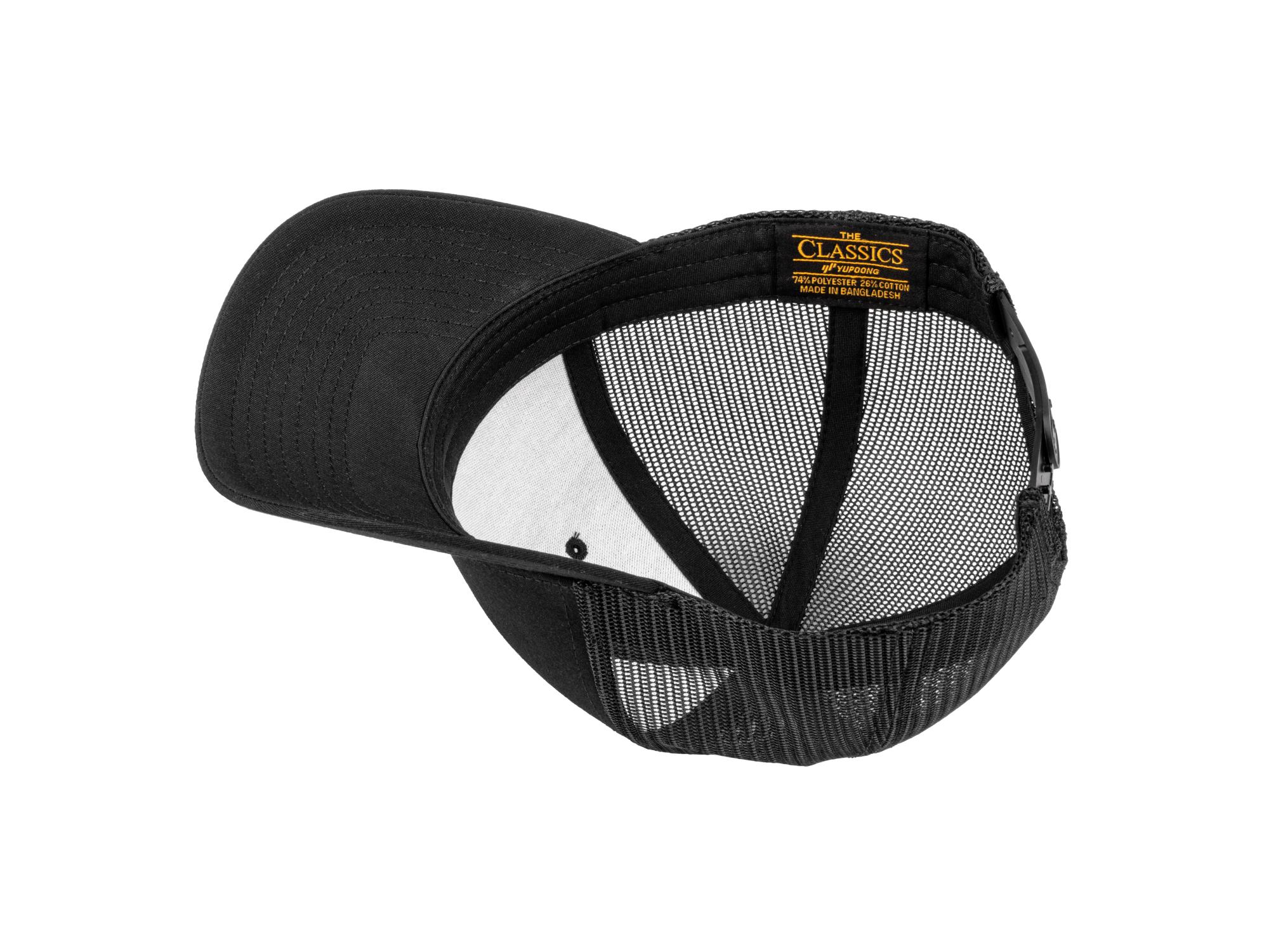 Back angle view of black-white-logo Tekton hat. Item #APG31008