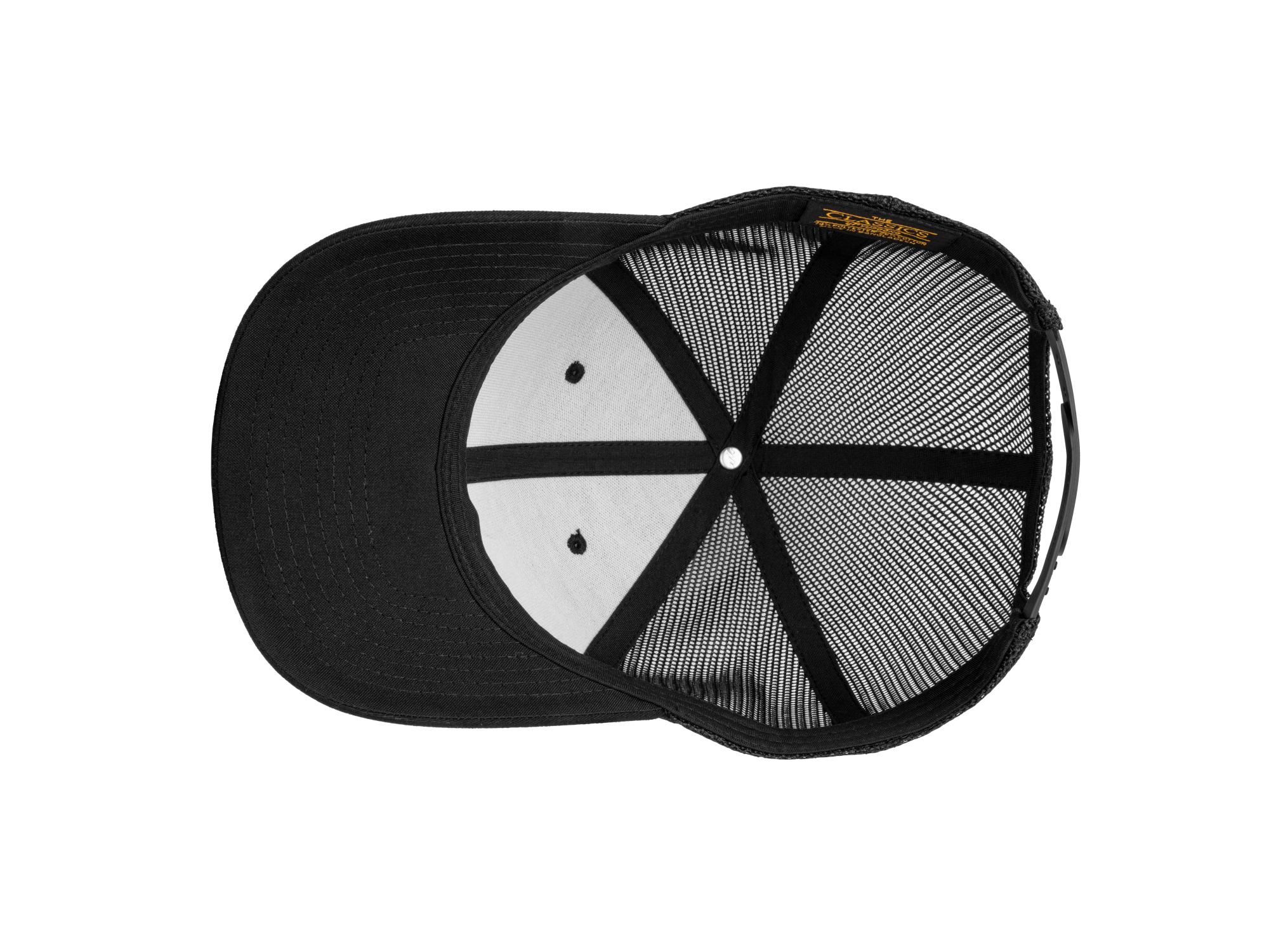 Bottom view of black-white-logo Tekton hat. Item #APG31008