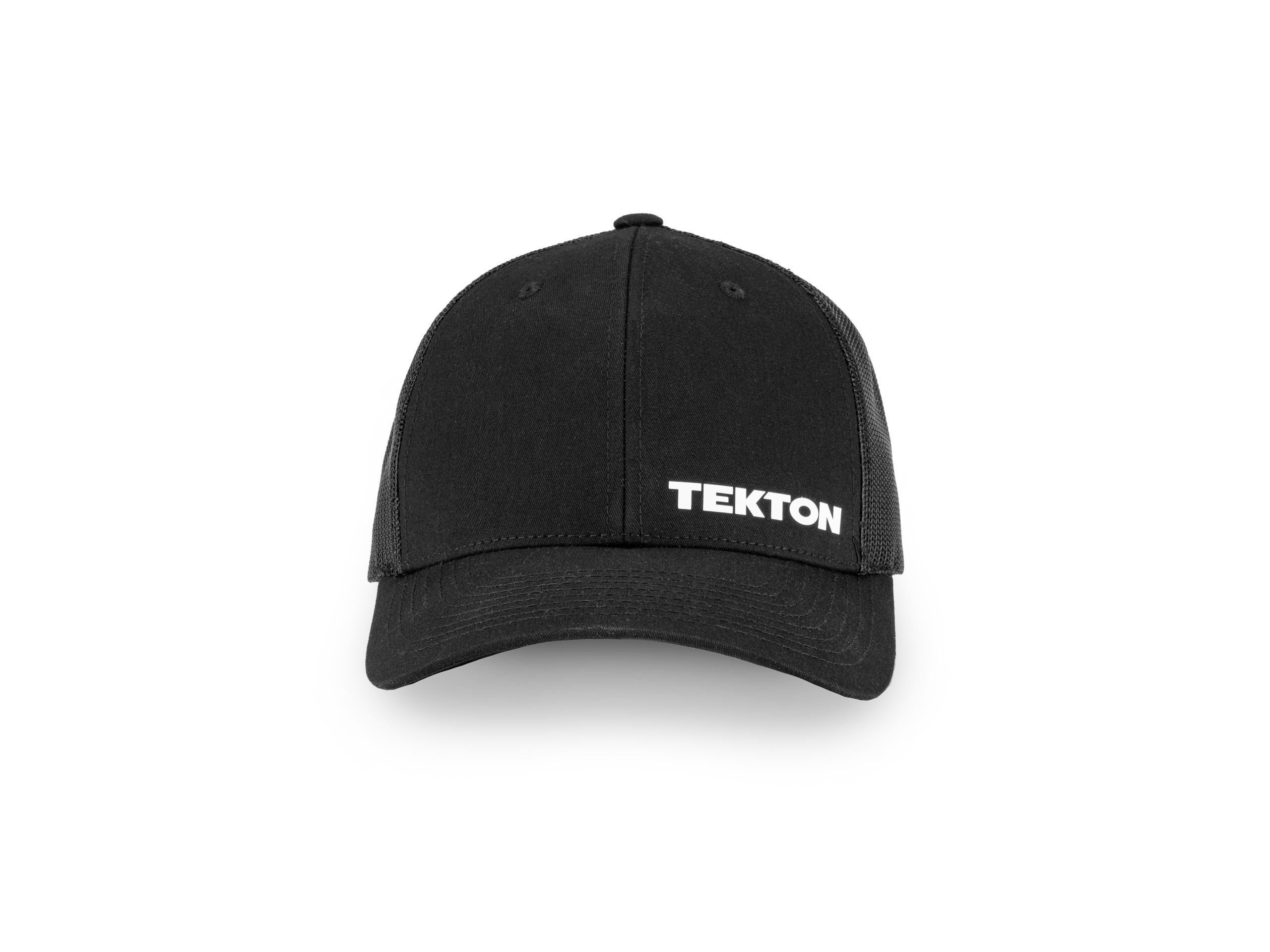 Front view of black-white-logo Tekton hat. Item #APG31008