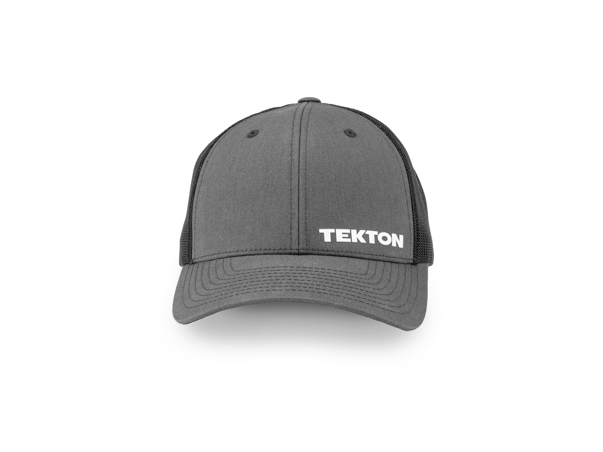 Front view of dark-gray-white-logo Tekton hat. Item #APG31009