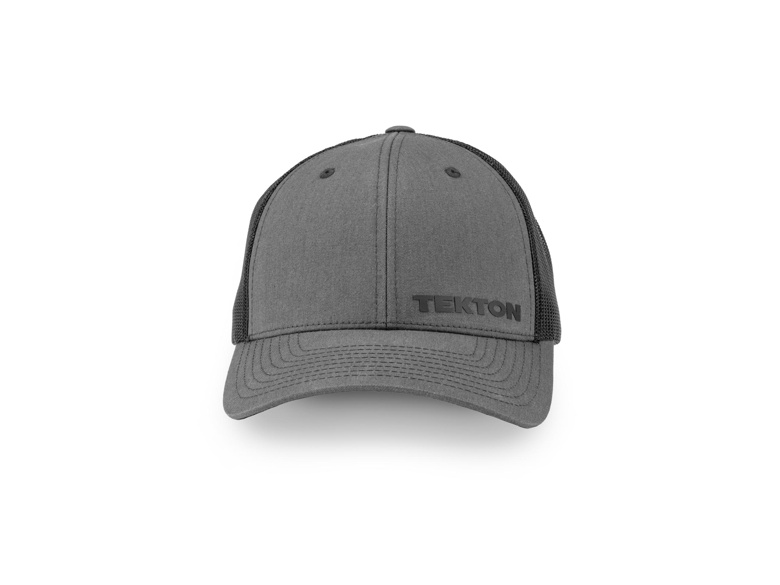 Front view of dark-gray-black-logo Tekton hat. Item #APG31010
