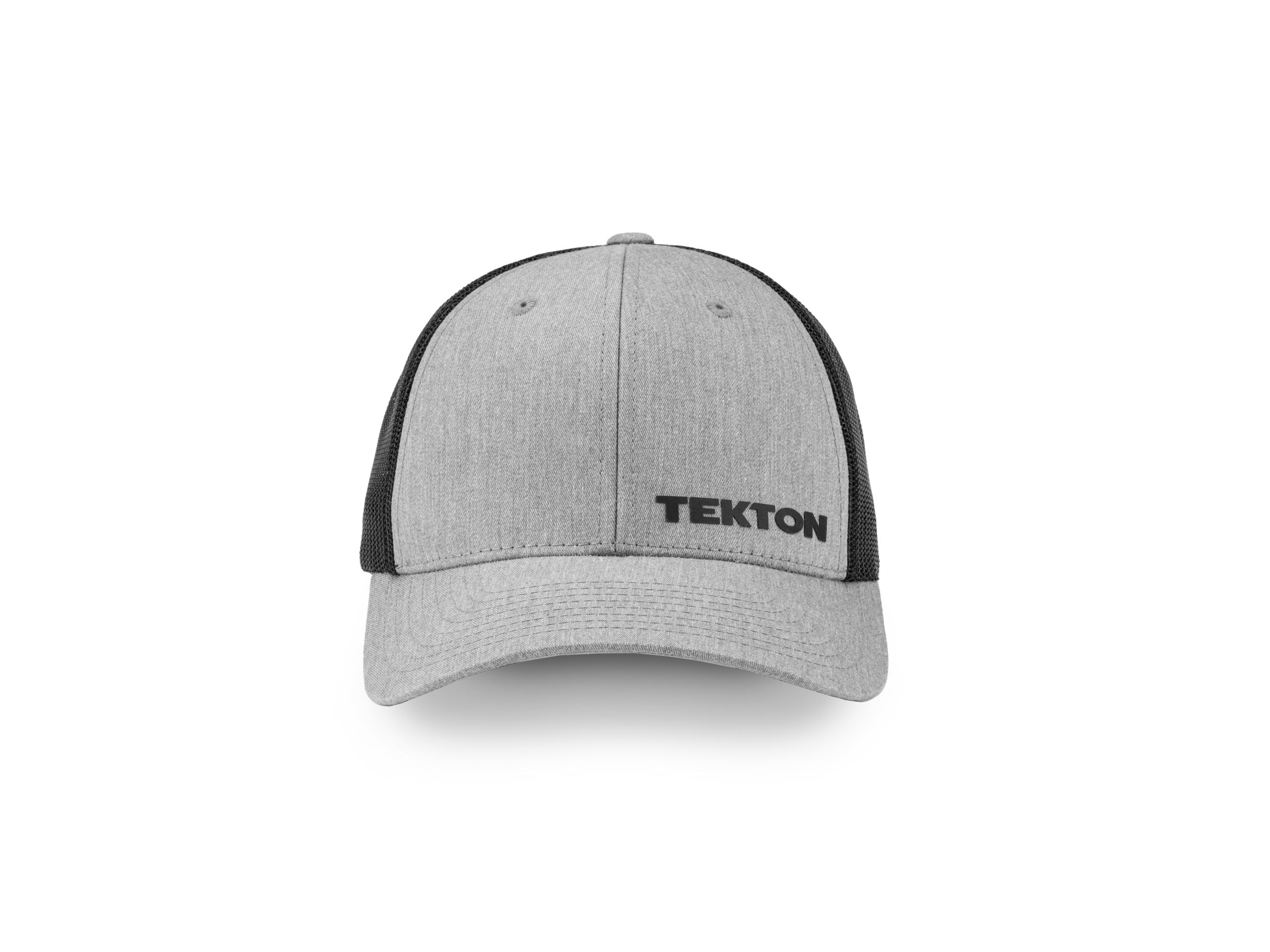 Front view of light-gray-black-logo Tekton hat. Item #APG31011