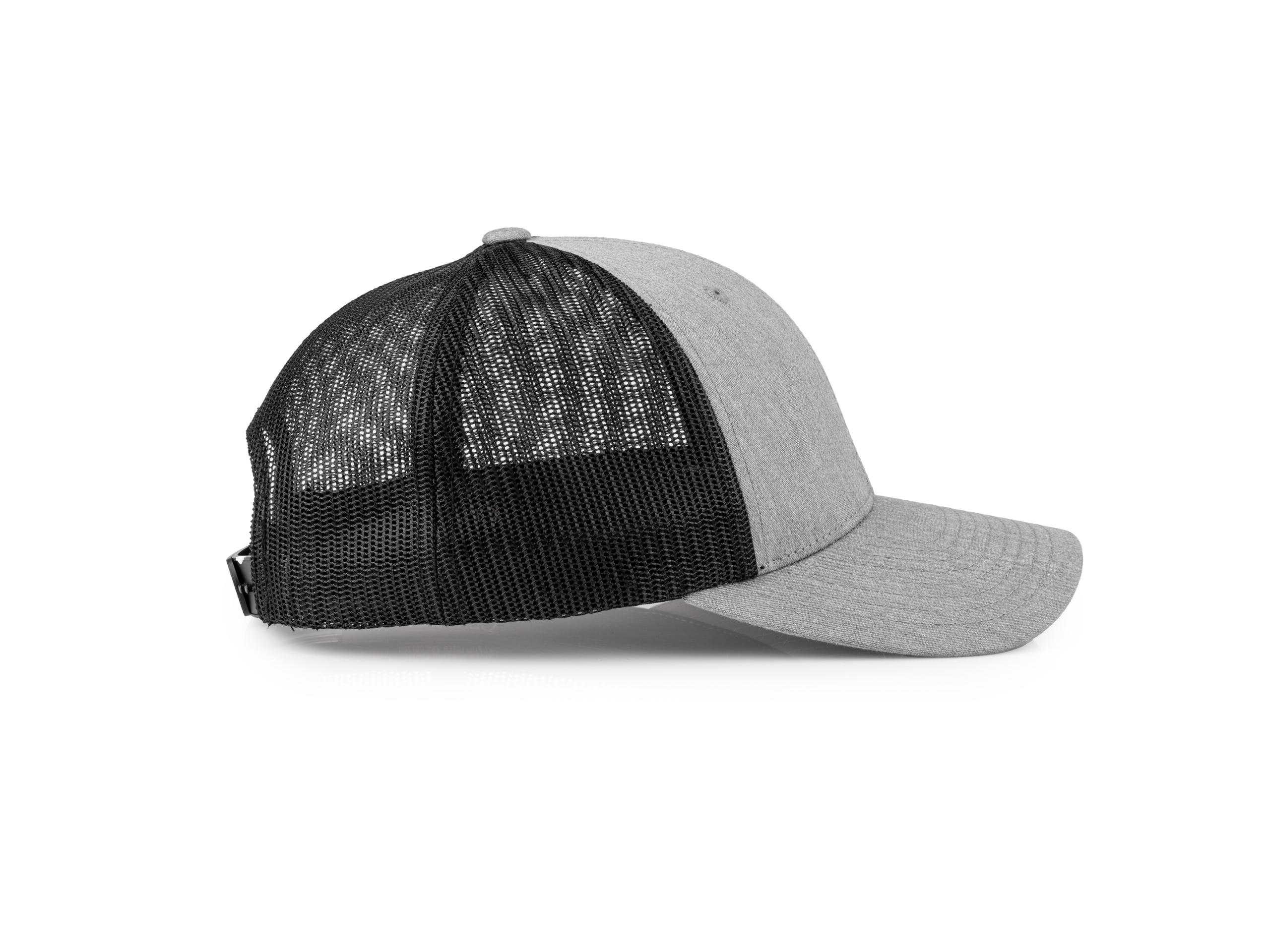 Second side view of light-gray-black-logo Tekton hat. Item #APG31011