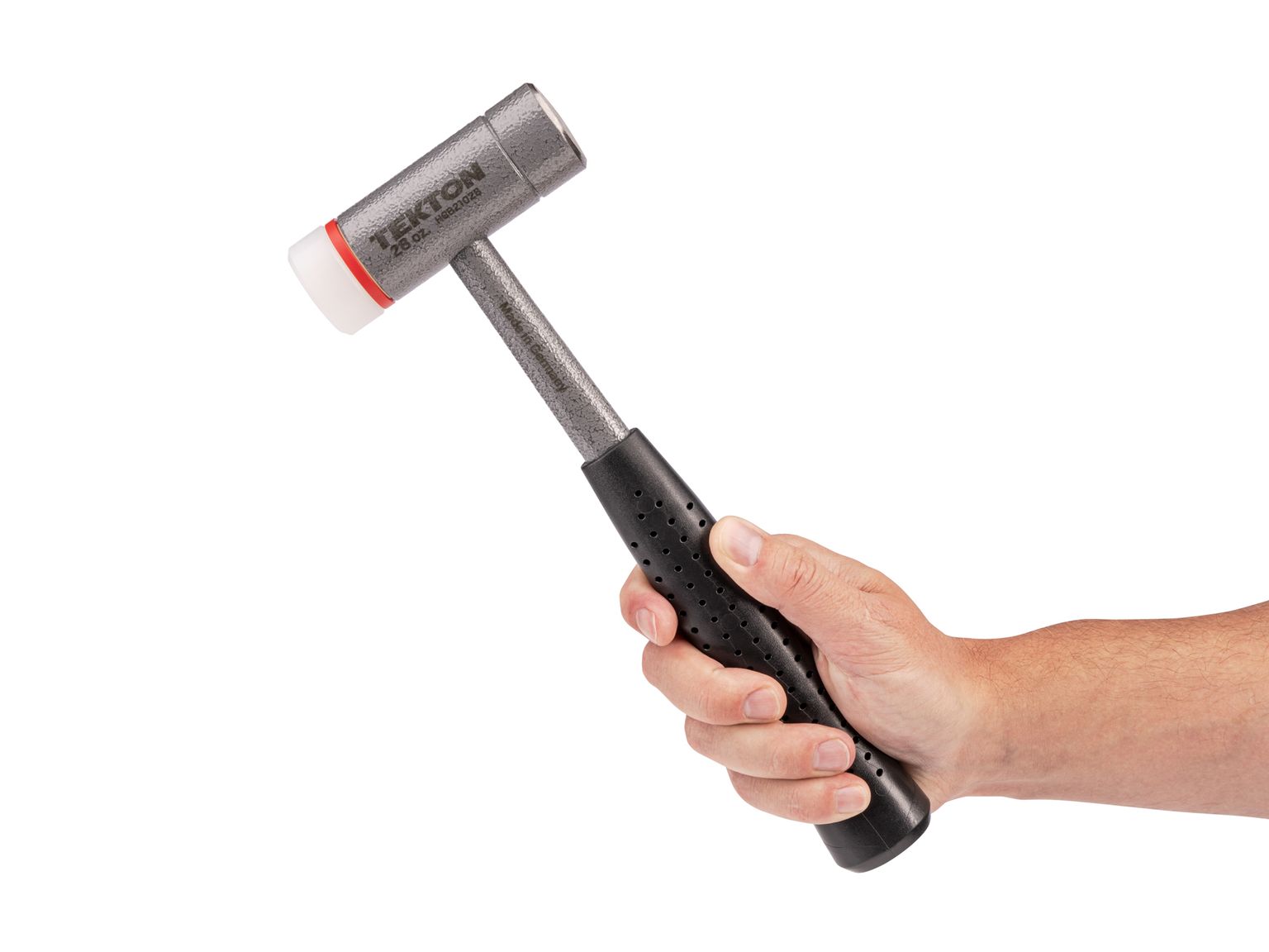 Person holding Tekton  heavy hammer set. Item #HCB21028