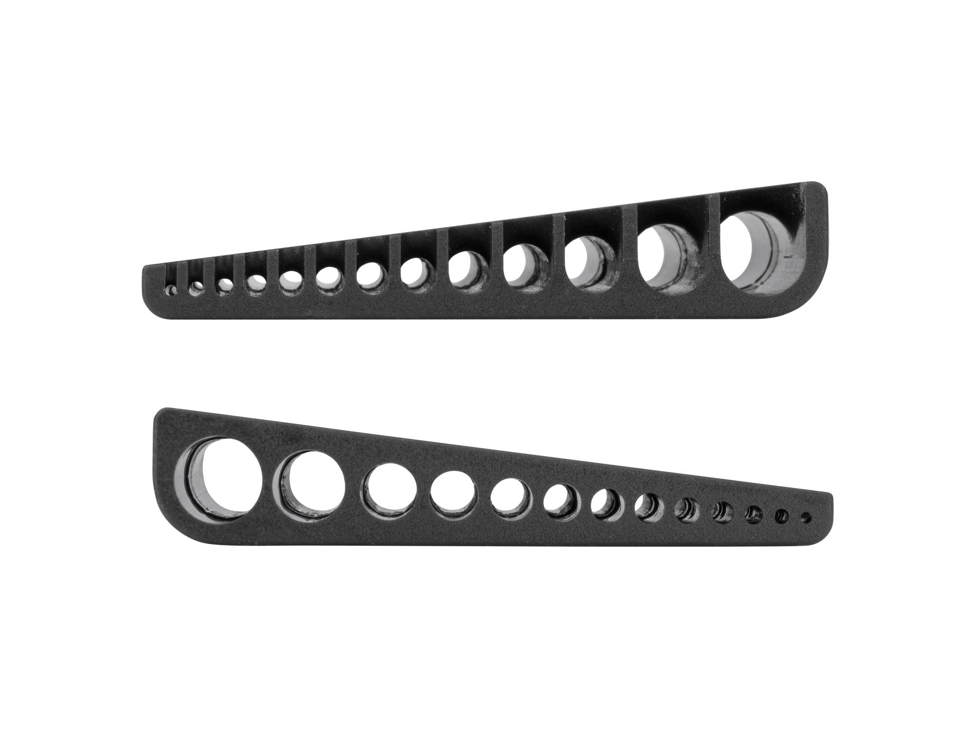 Side view of black Tekton holder hex key organization. Item #OKH31101