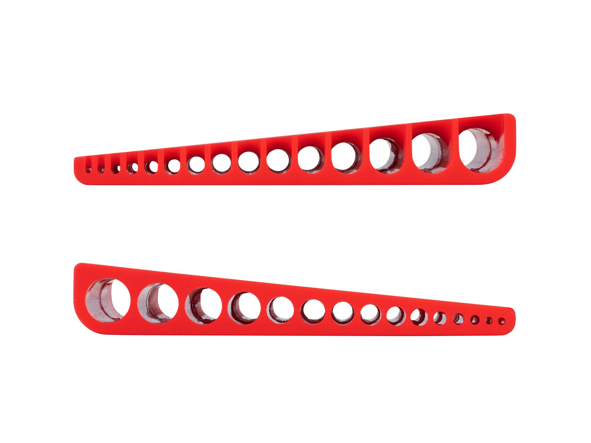 Side view of red Tekton holder hex key organization. Item #OKH32101