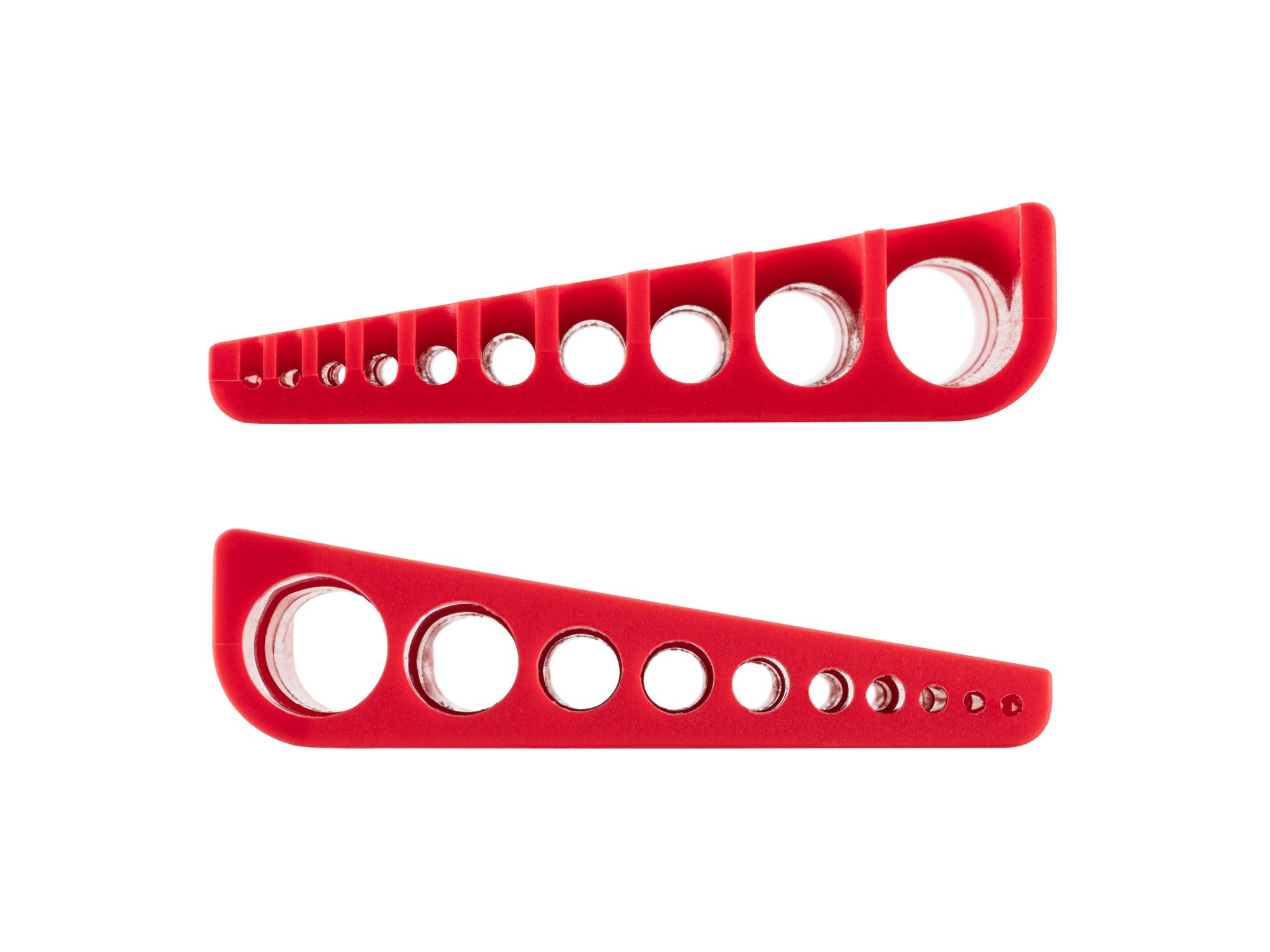 Side view of red Tekton holder hex key organization. Item #OKH32102