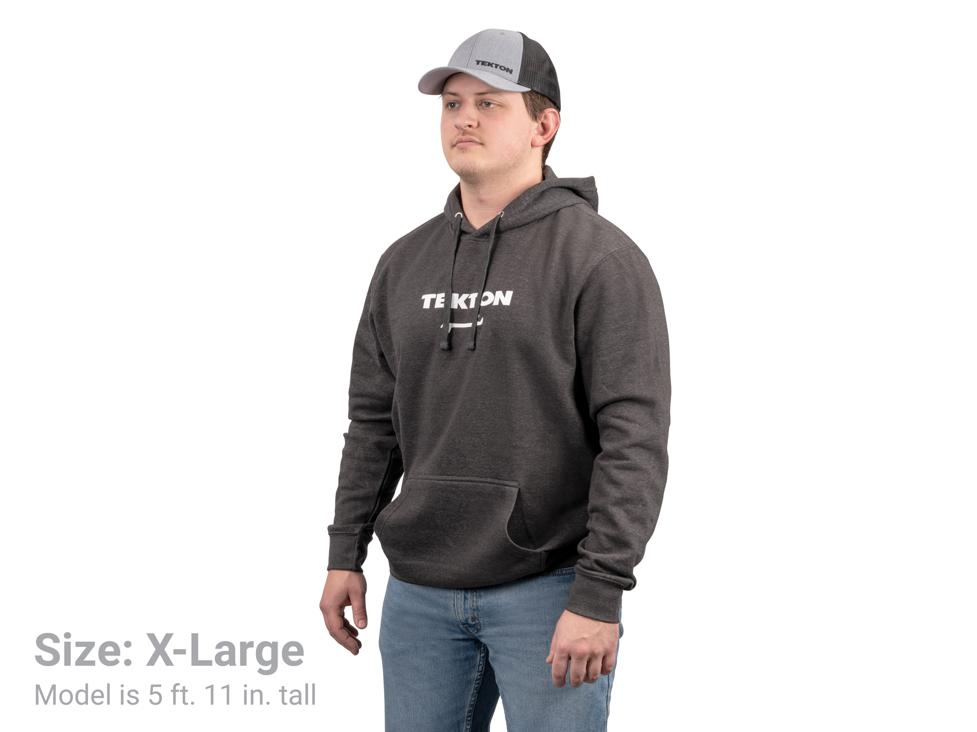 TEKTON Tekton Midweight Pullover Hoodie, Dark Heather Gray (Small)