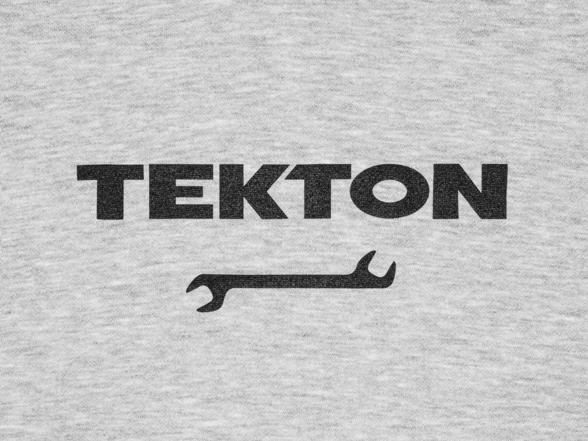Closeup view of light-heather-gray Tekton hoodie. Item #0