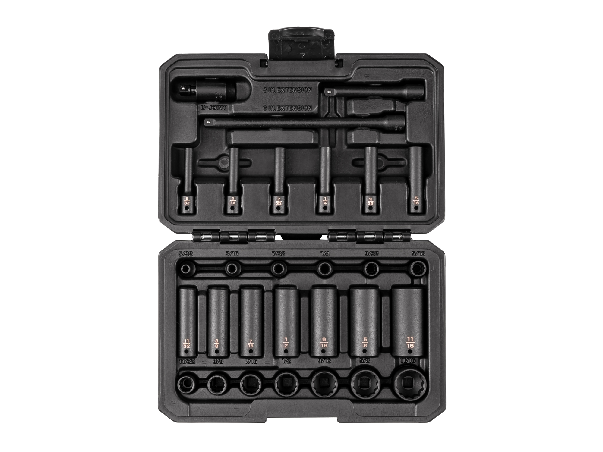 1/4 Inch Drive 12-Point Impact Socket Set with Case (29-Piece)