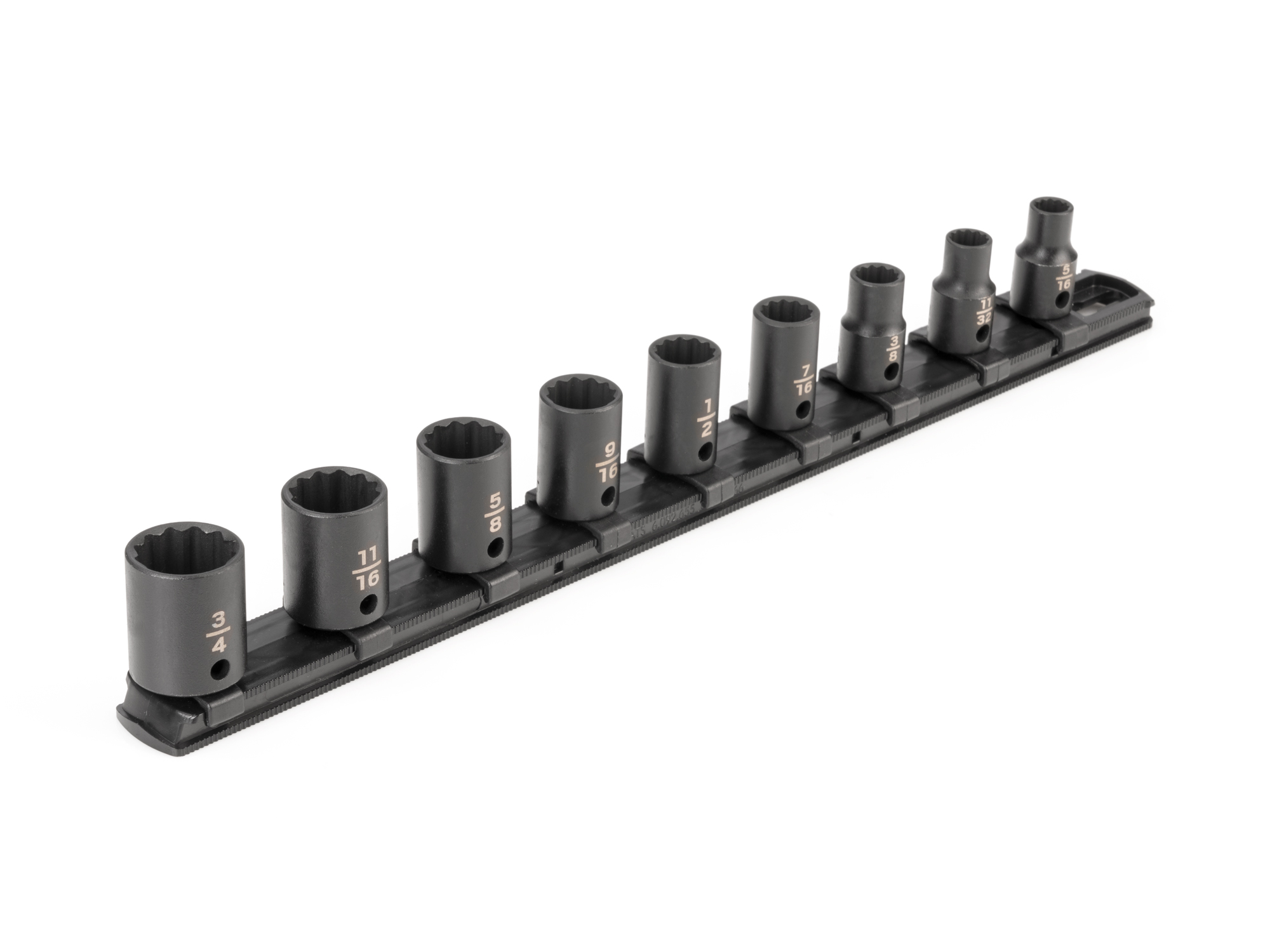 TEKTON 3/8 Inch Drive 12-Point Impact Socket Set with Rail, 9-Piece (5/16-3/4 in.)