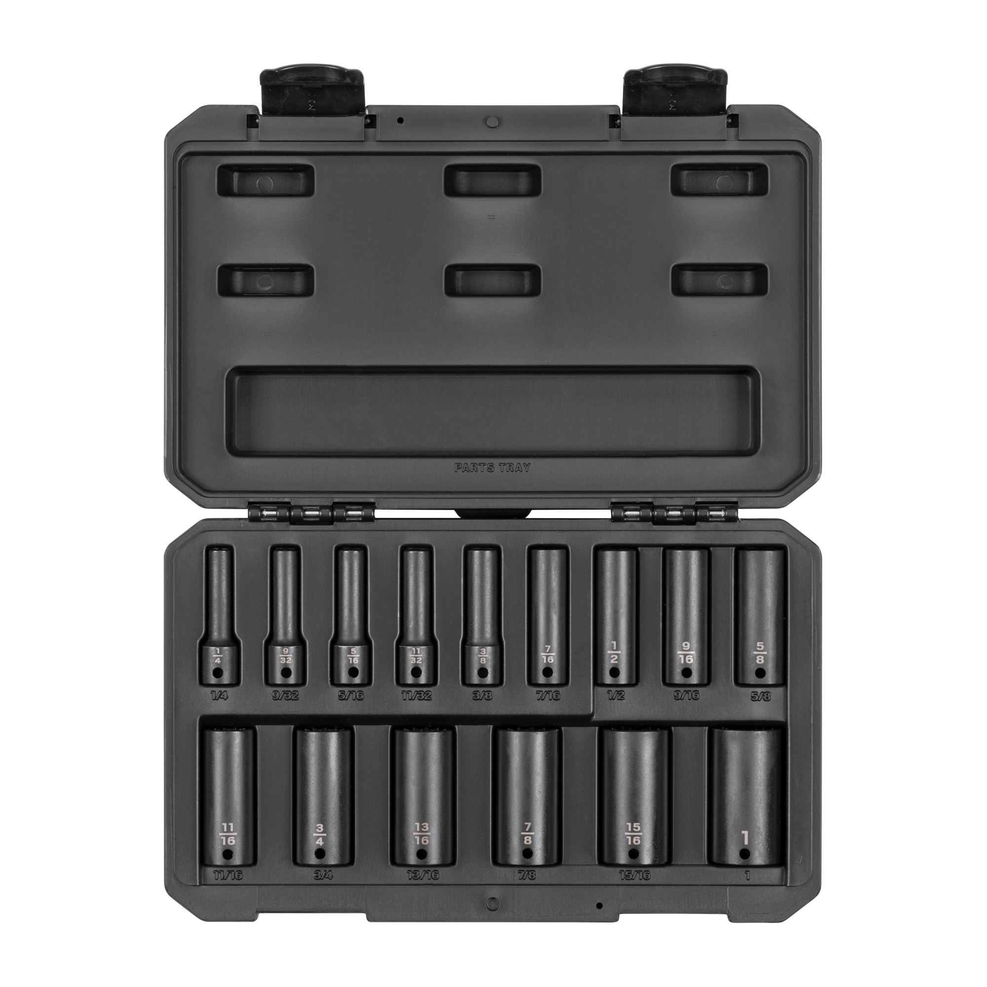 3/8 Inch Drive Deep 12-Point Impact Socket Set with Case (15-Piece)