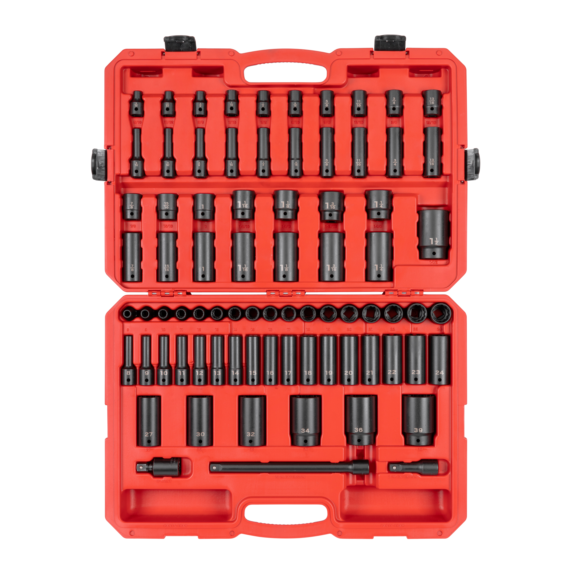 1/2 Inch Drive 12-Point Impact Socket Set with Case (78-Piece)