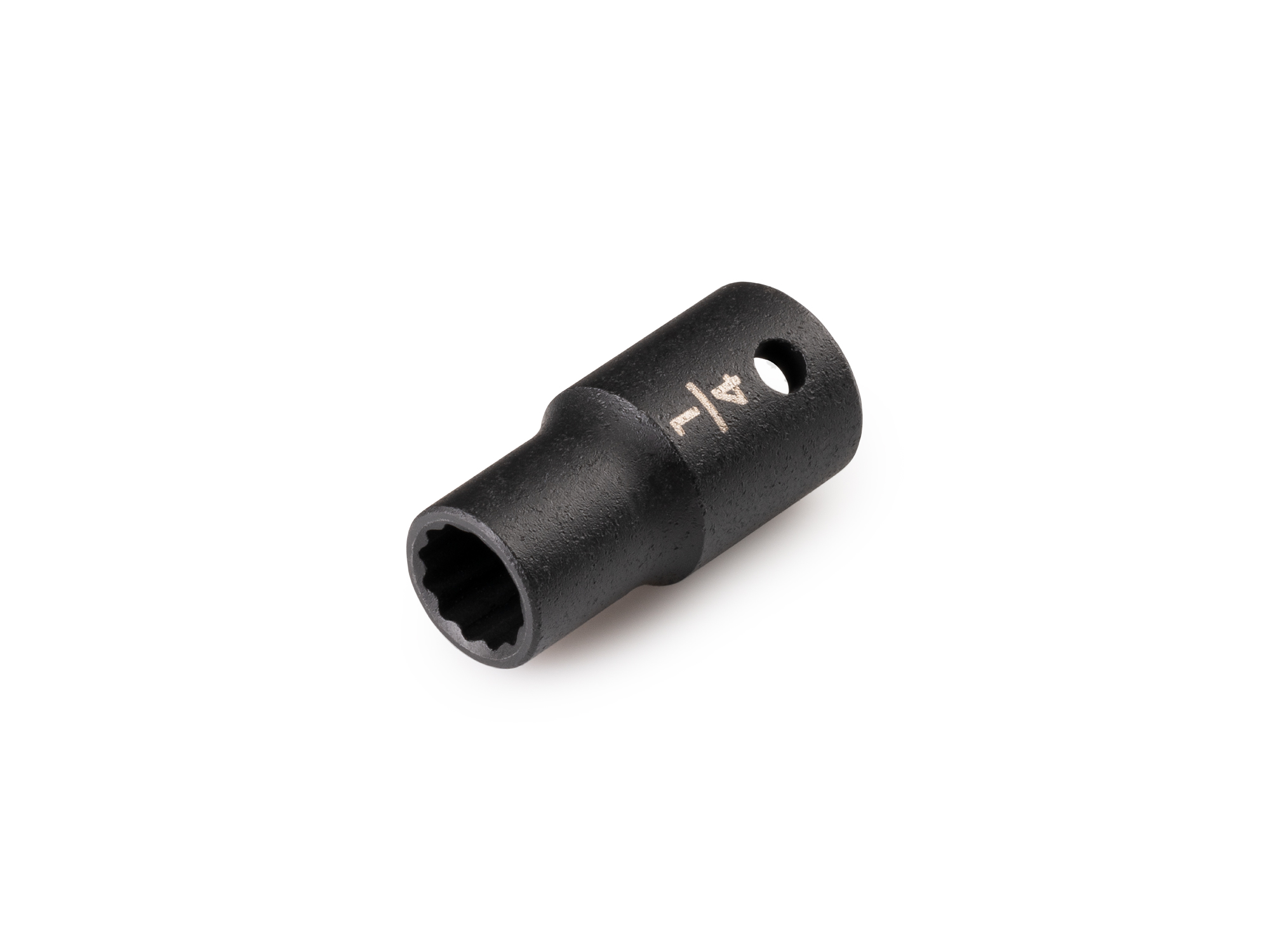 Size: 1/4 inch (SAE) 12-point impact socket. Has a high-visibility laser etched size marking and a permanent stamped size marking. SID02206.