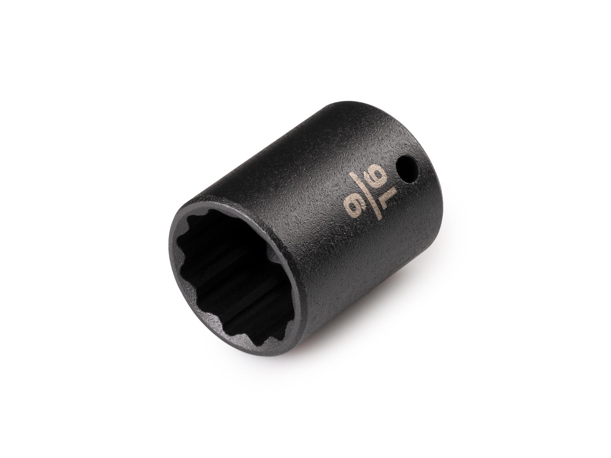 Front-right angle view of Tekton impact drive 12-point socket. Item #SID02214