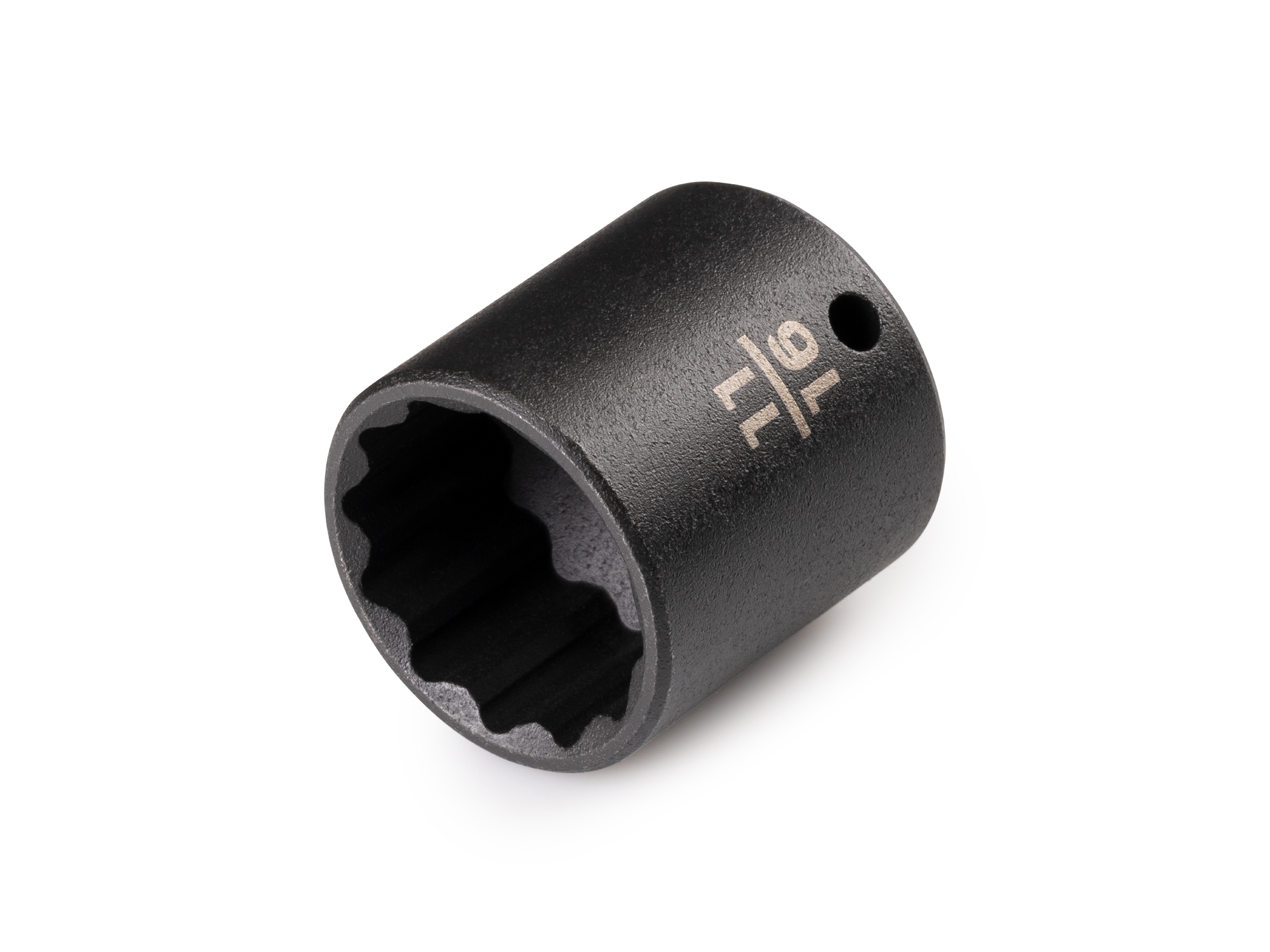 Size: 11/16 inch (SAE) 12-point impact socket. Has a high-visibility laser etched size marking and a permanent stamped size marking. SID02217.