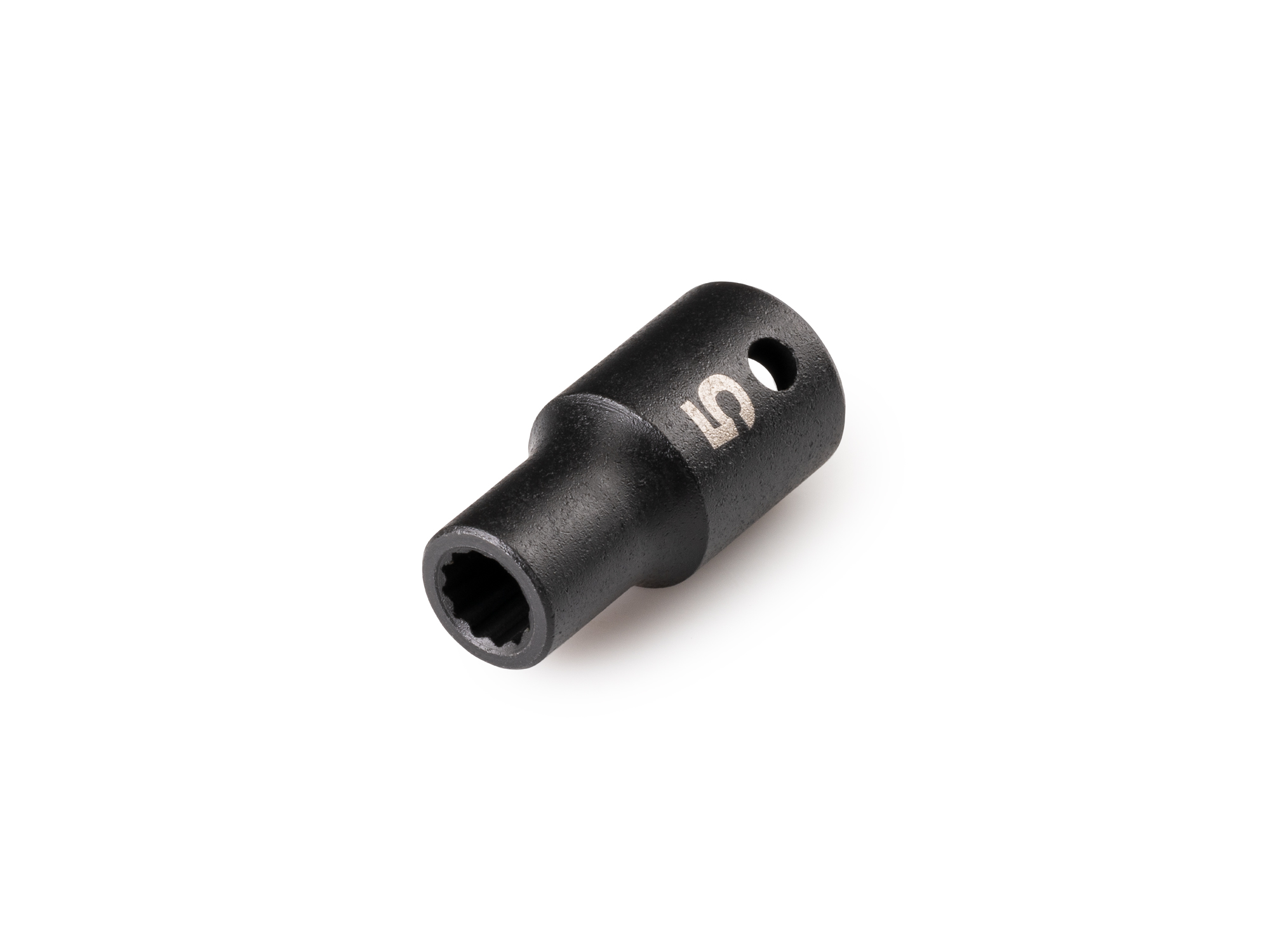 Size: 5 mm (metric) 12-point impact socket. Has a high-visibility laser etched size marking and a permanent stamped size marking. SID02304.