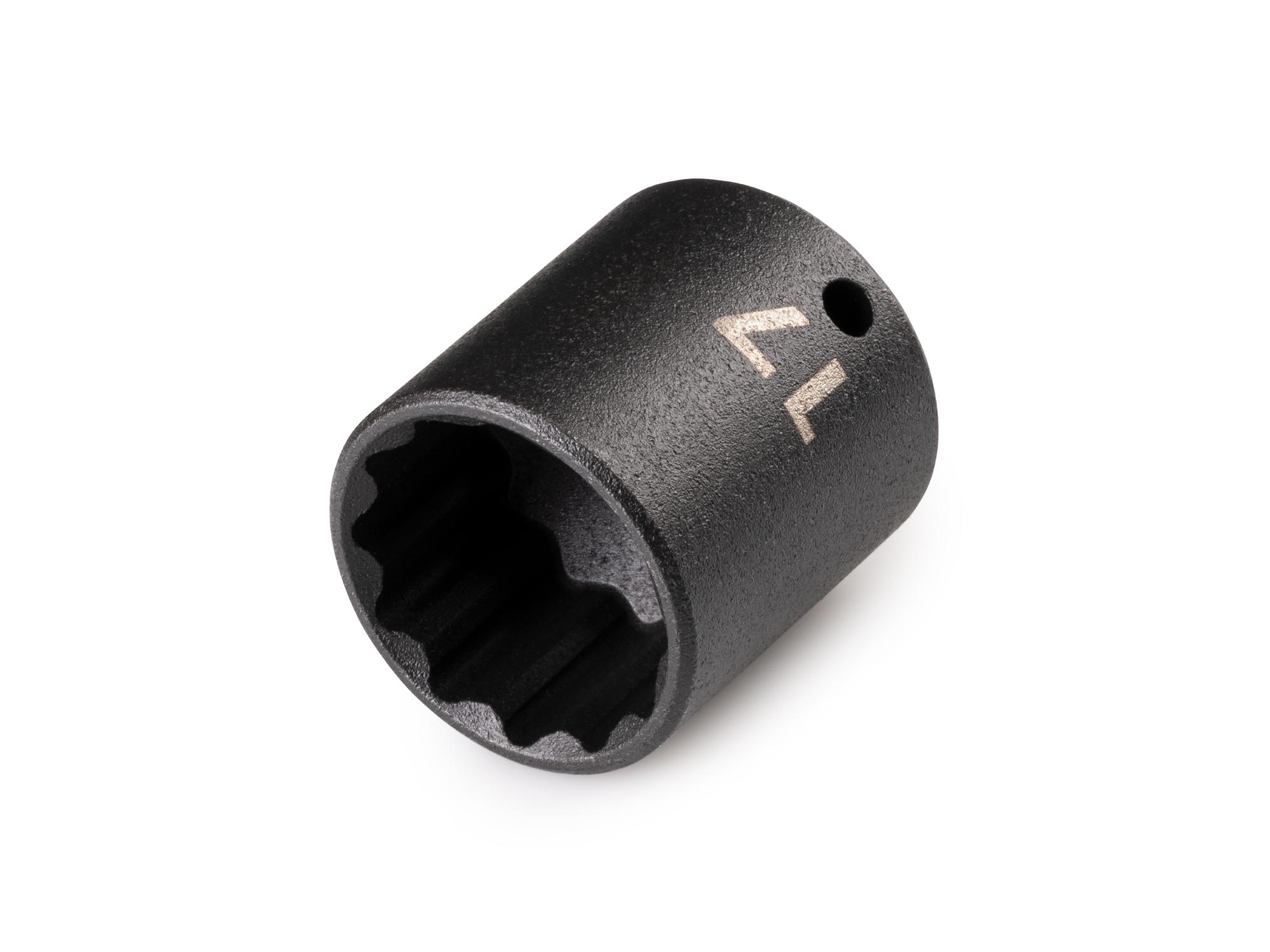 Front-right angle view of Tekton impact drive 12-point socket. Item #SID02317