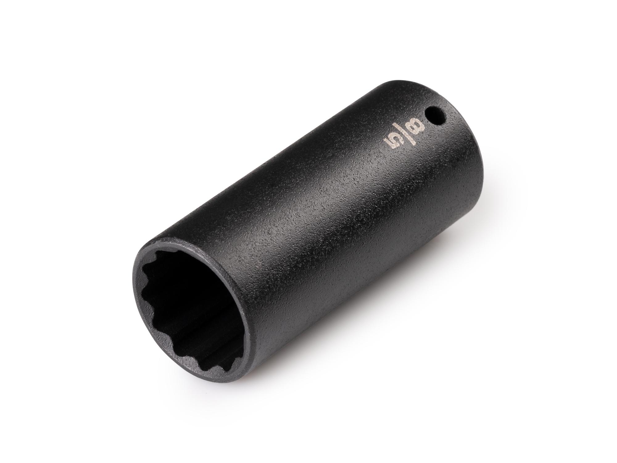 Front-right angle view of Tekton impact drive 12-point socket. Item #SID03216