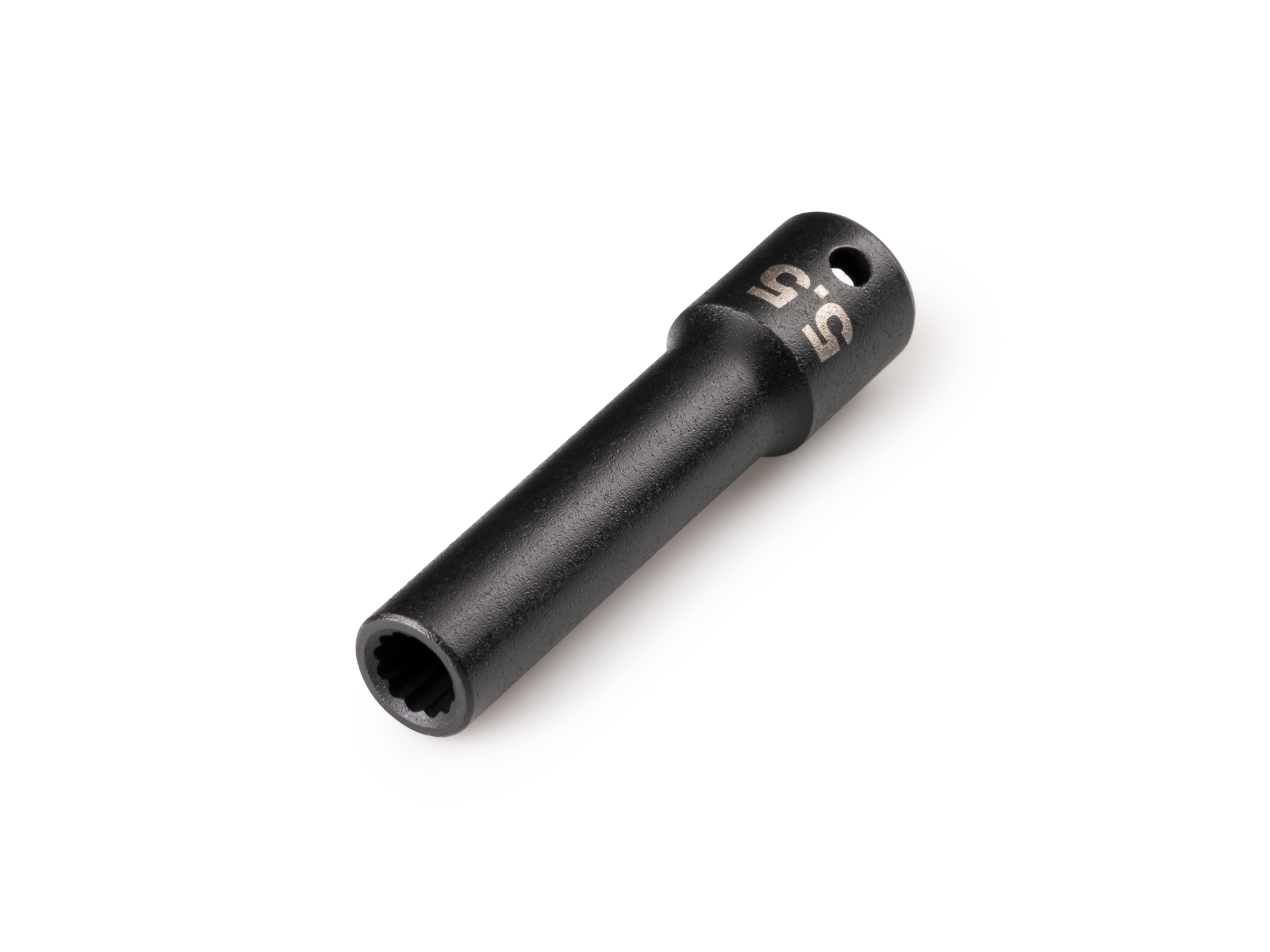 Size: 5.5 mm (metric) deep 12-point impact socket. Has a high-visibility laser etched size marking and a permanent stamped size marking. SID03305.