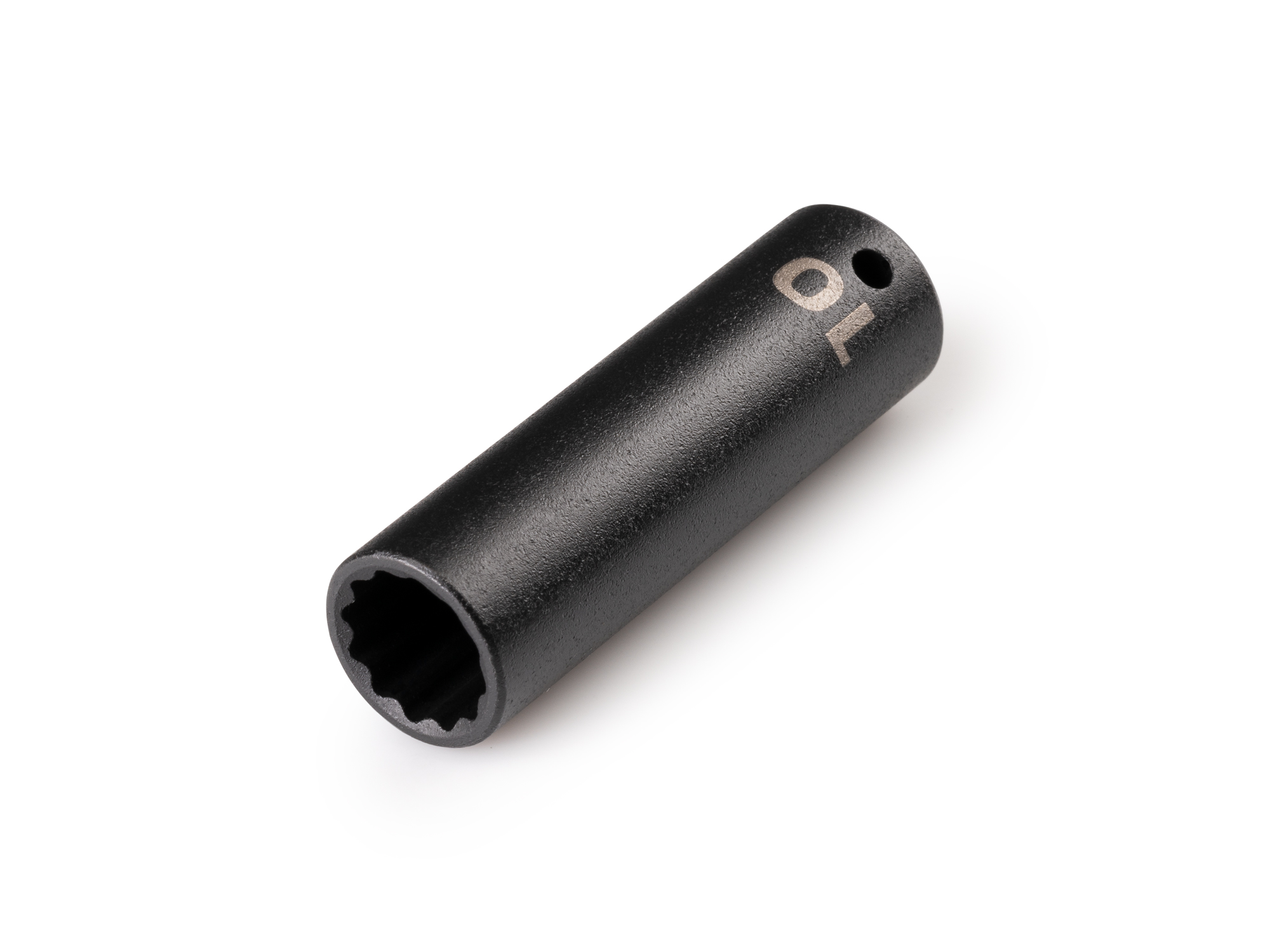 Size: 10 mm (metric) deep 12-point impact socket. Has a high-visibility laser etched size marking and a permanent stamped size marking. SID03310.