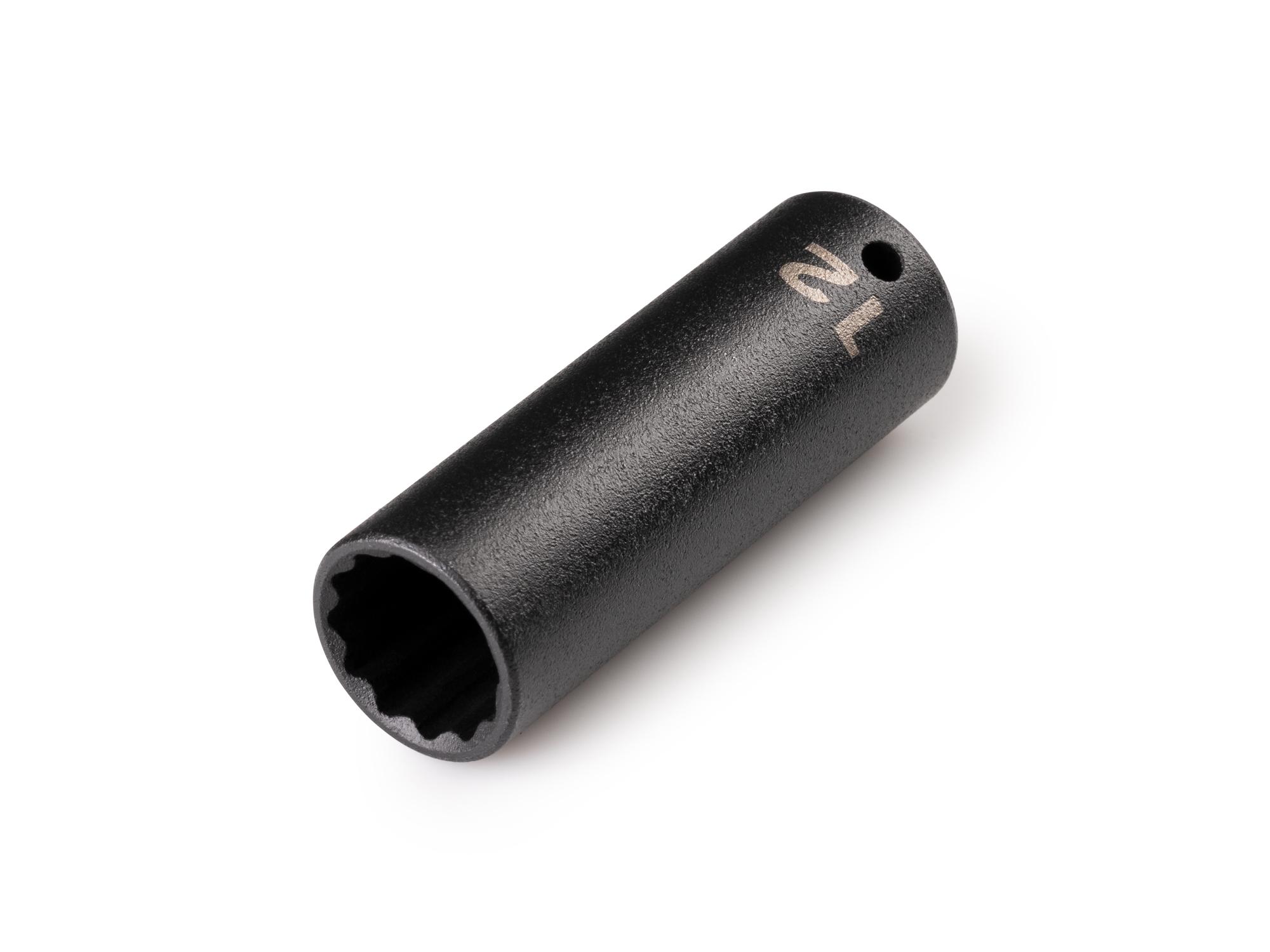 Size: 12 mm (metric) deep 12-point impact socket. Has a high-visibility laser etched size marking and a permanent stamped size marking. SID03312.