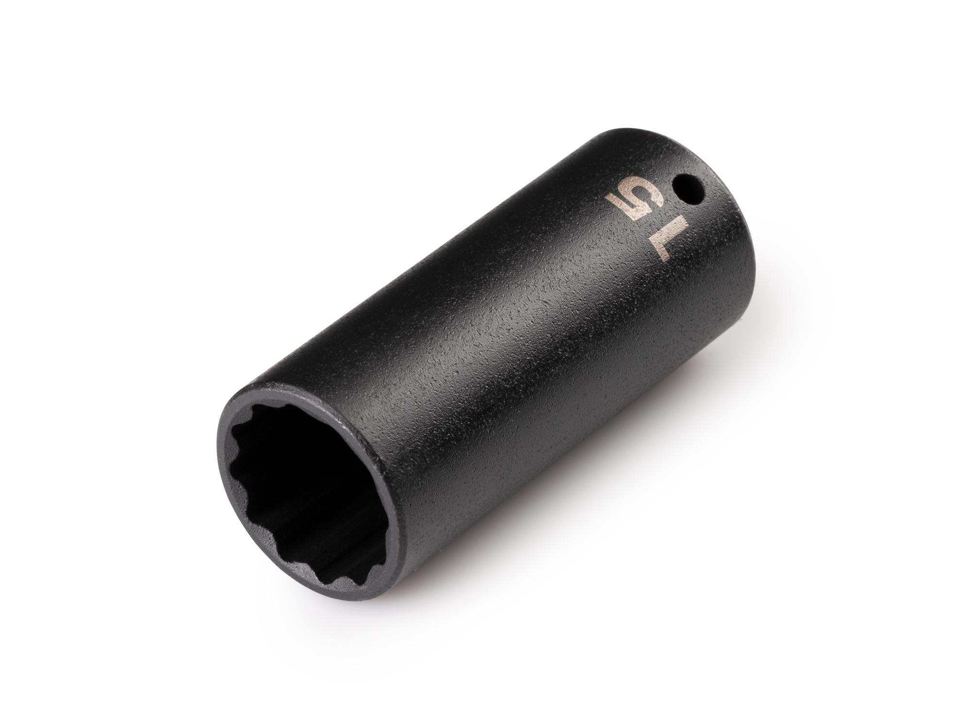 Front-right angle view of Tekton impact drive 12-point socket. Item #SID03315
