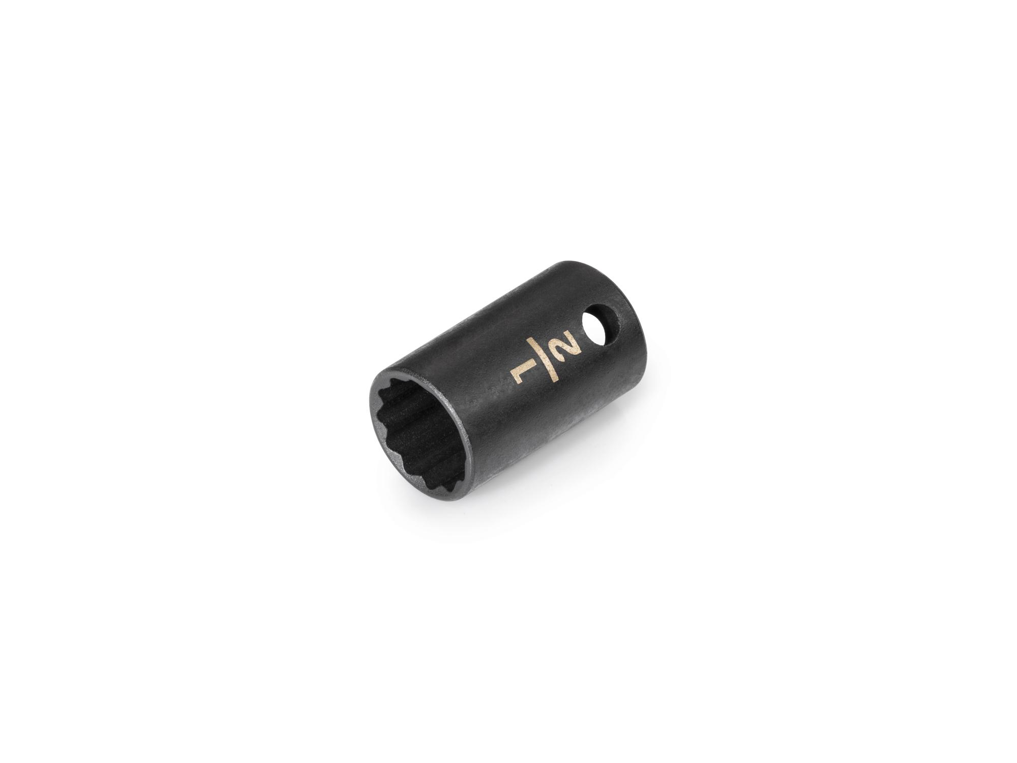 Front-right angle view of Tekton impact drive 12-point socket. Item #SID12213