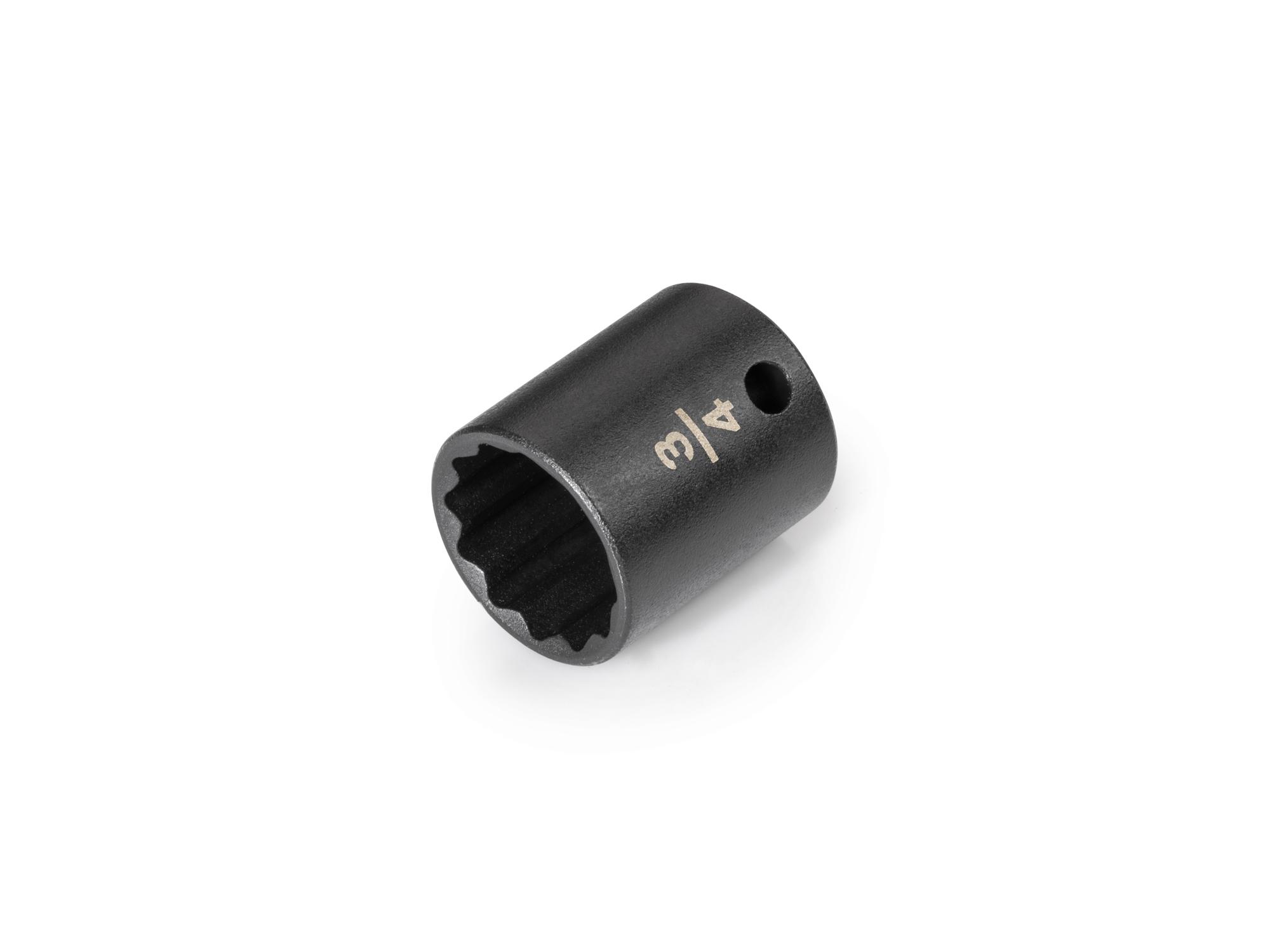 Front-right angle view of Tekton impact drive 12-point socket. Item #SID12219