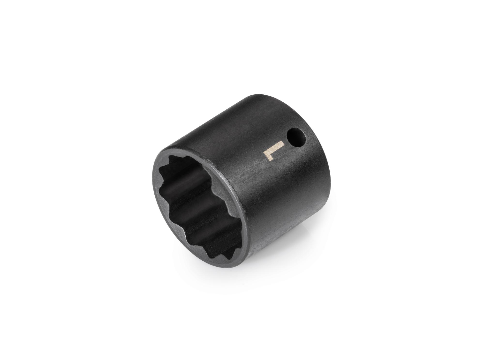 Front-right angle view of Tekton impact drive 12-point socket. Item #SID12225