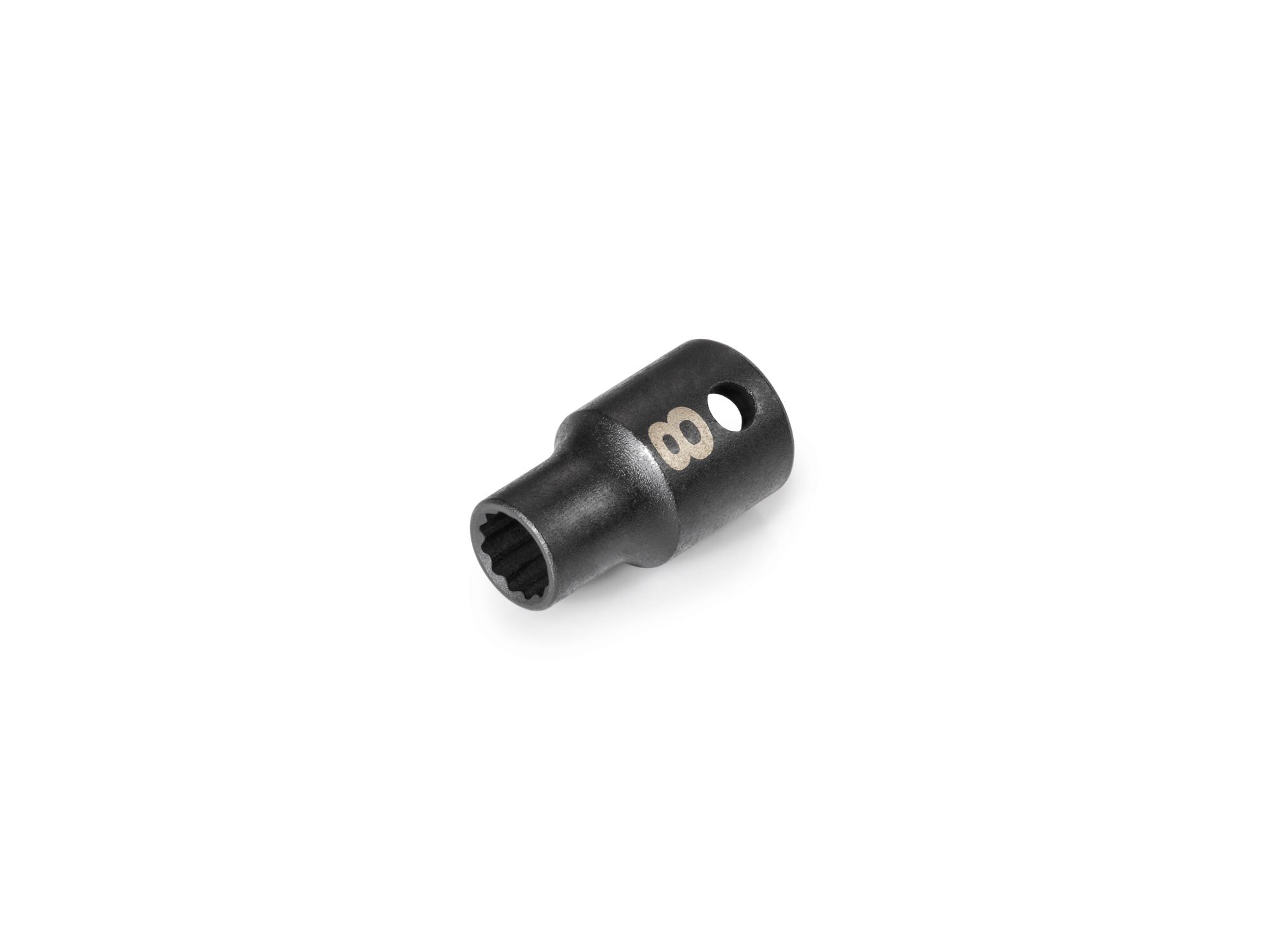 Front-right angle view of Tekton impact drive 12-point socket. Item #SID12308
