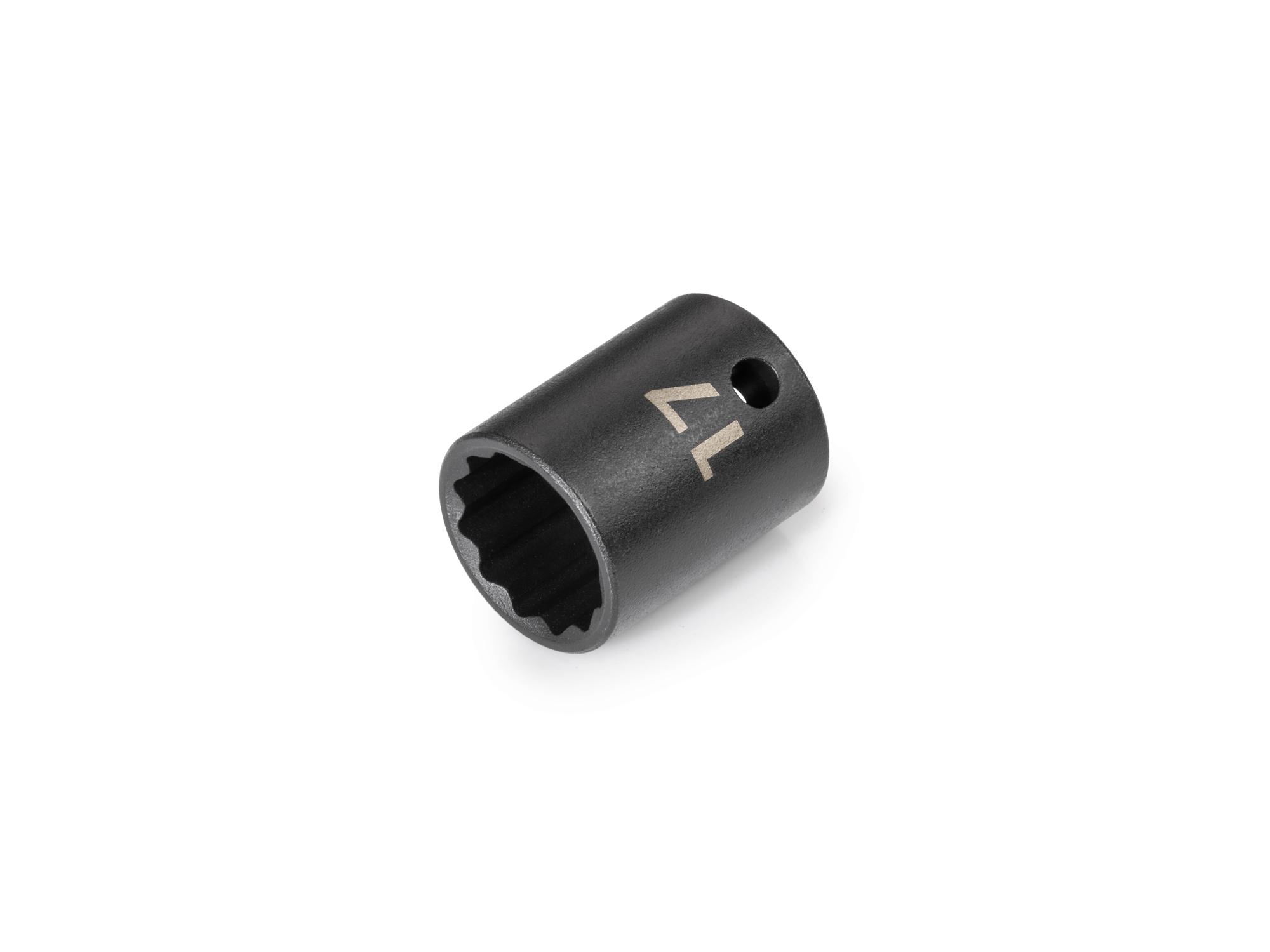 Front-right angle view of Tekton impact drive 12-point socket. Item #SID12317