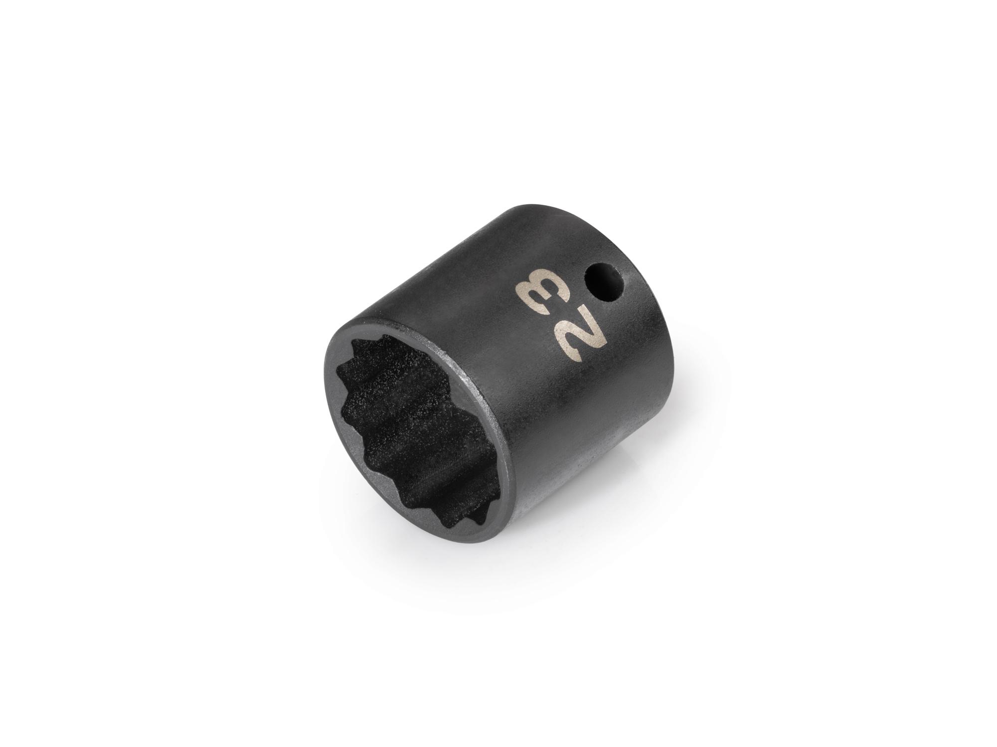 Front-right angle view of Tekton impact drive 12-point socket. Item #SID12323
