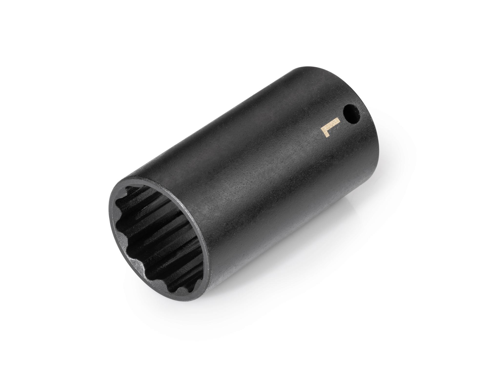 Front-right angle view of Tekton impact drive 12-point socket. Item #SID13225